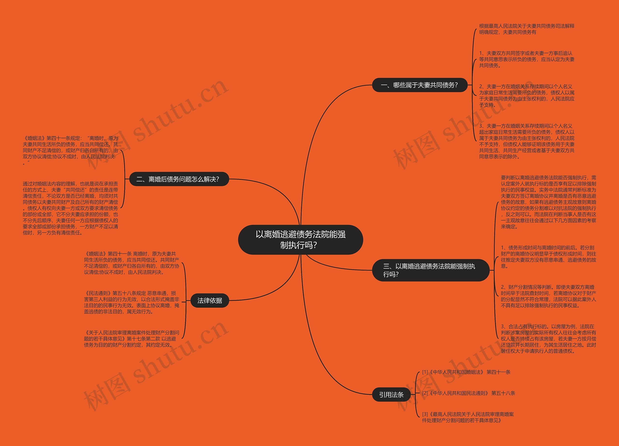 以离婚逃避债务法院能强制执行吗？思维导图