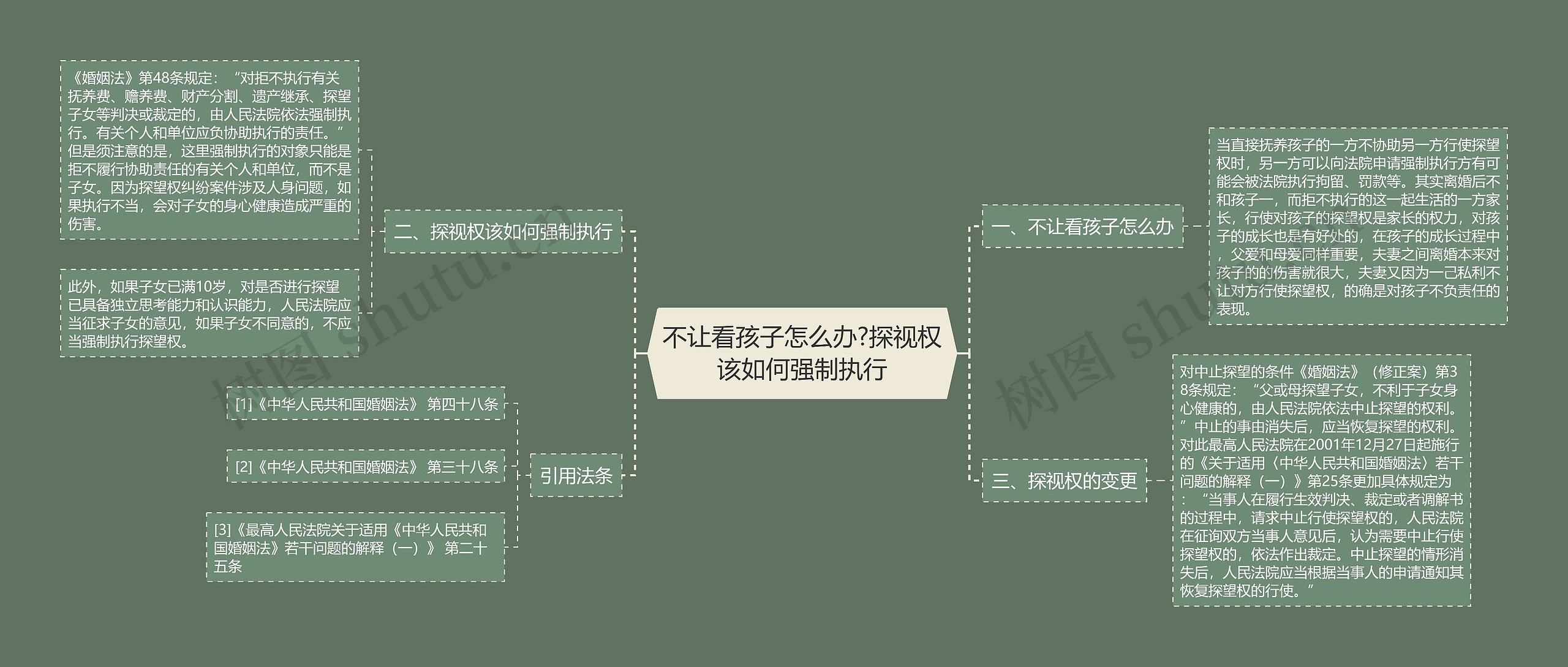 不让看孩子怎么办?探视权该如何强制执行思维导图