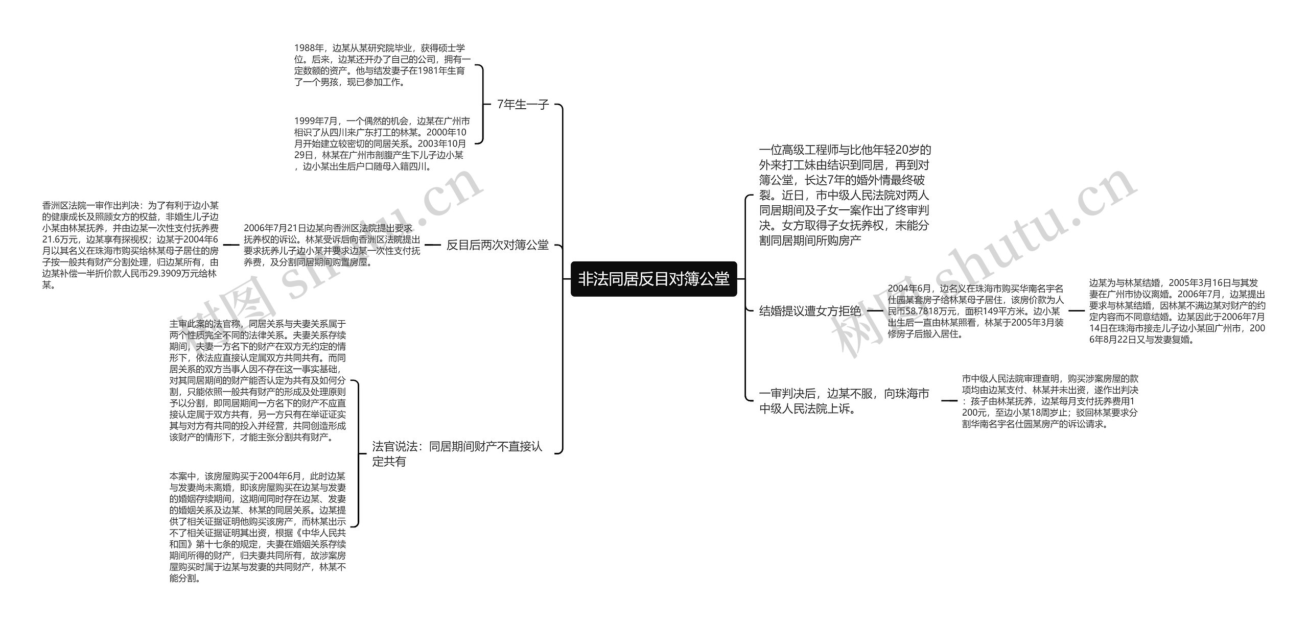 非法同居反目对簿公堂思维导图