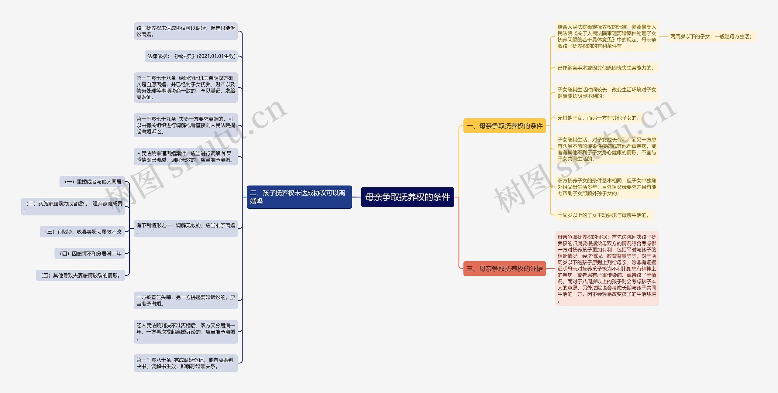 母亲争取抚养权的条件思维导图