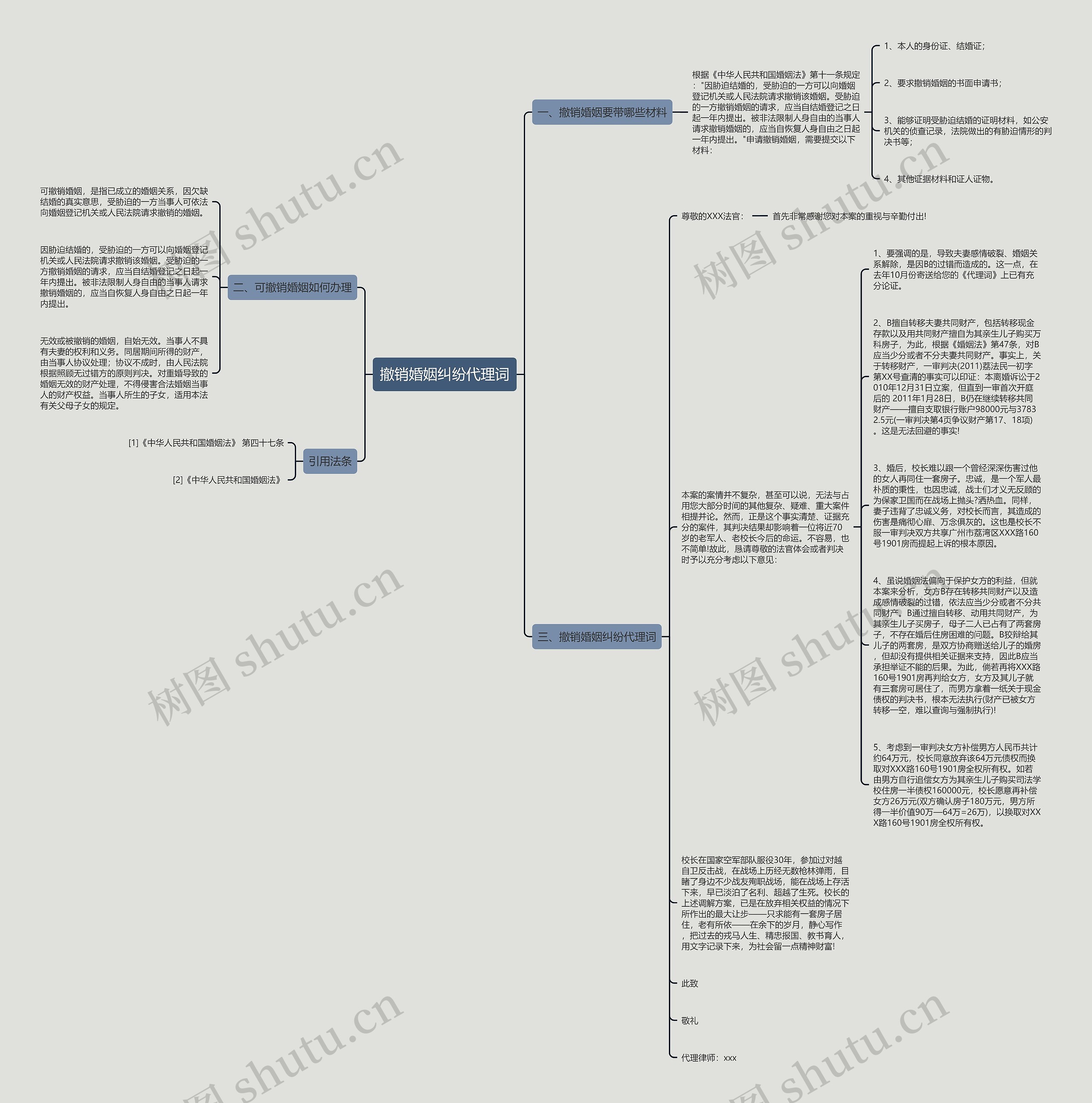 撤销婚姻纠纷代理词思维导图
