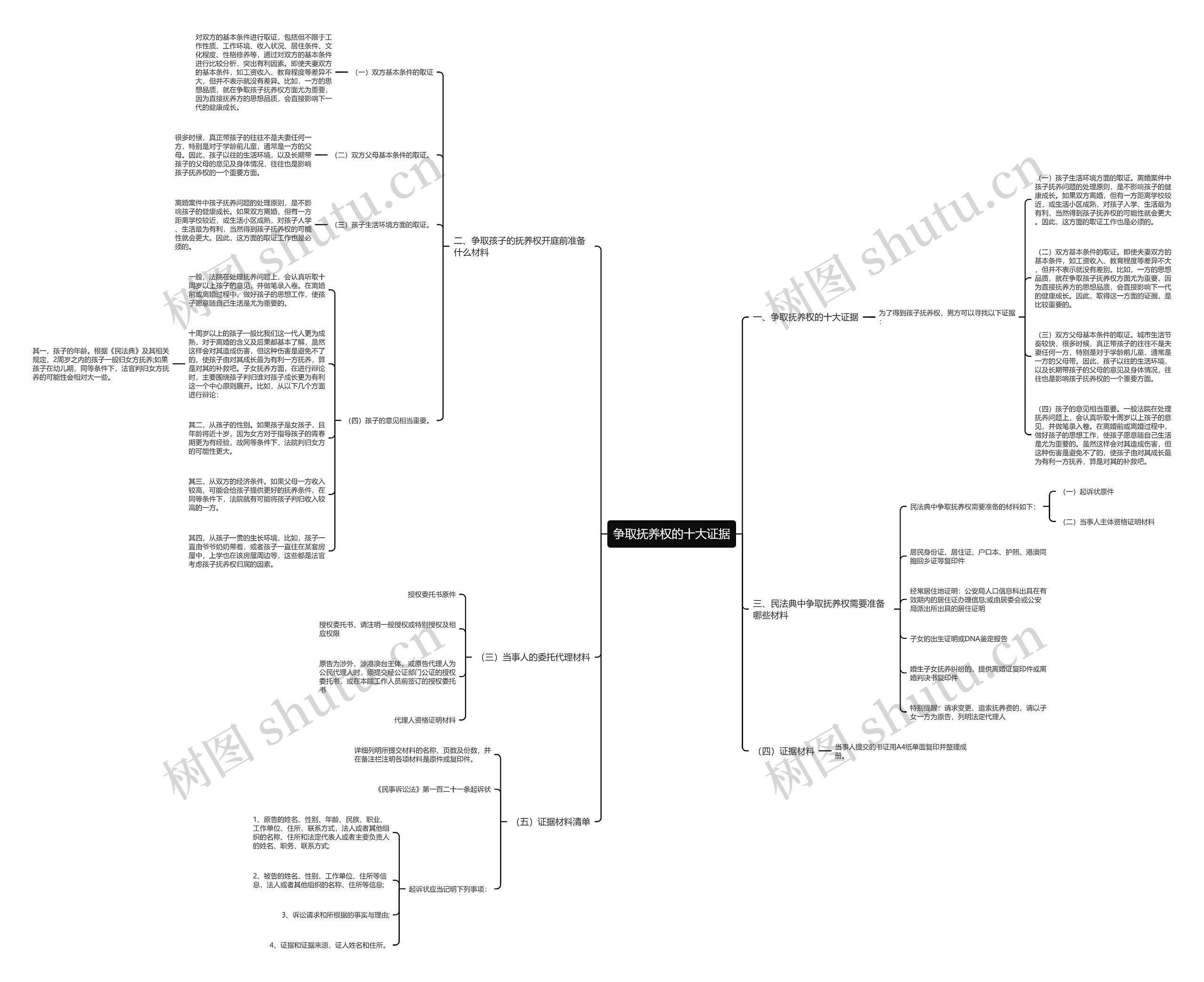 争取抚养权的十大证据思维导图