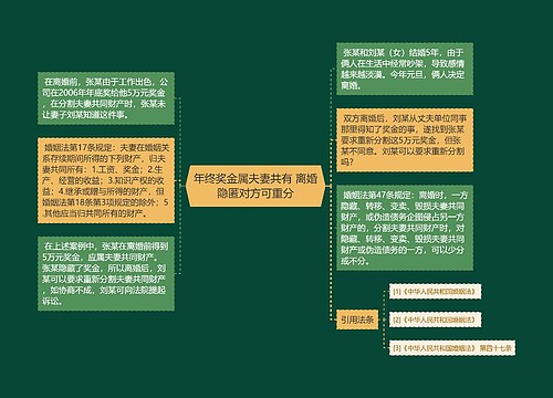 年终奖金属夫妻共有 离婚隐匿对方可重分