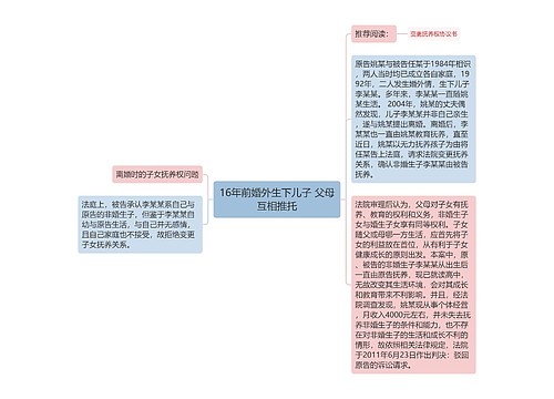 16年前婚外生下儿子 父母互相推托