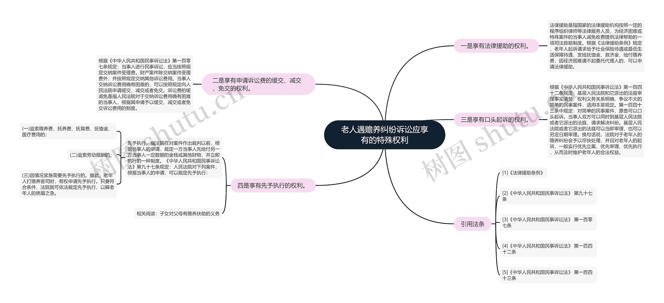 老人遇赡养纠纷诉讼应享有的特殊权利思维导图