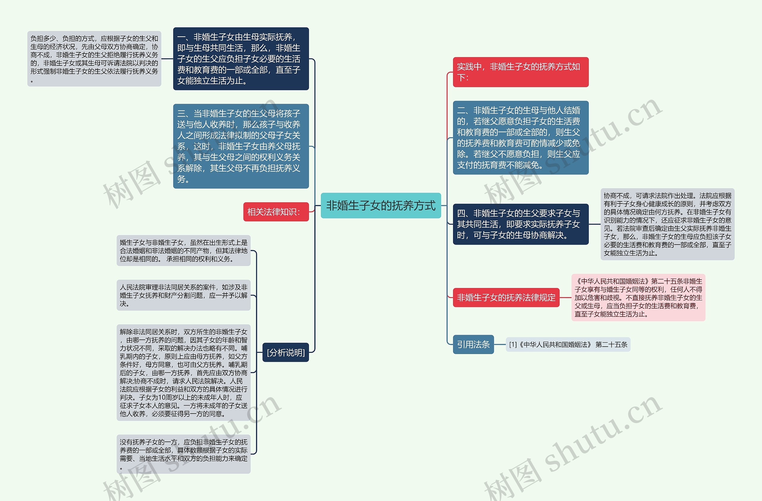 非婚生子女的抚养方式思维导图