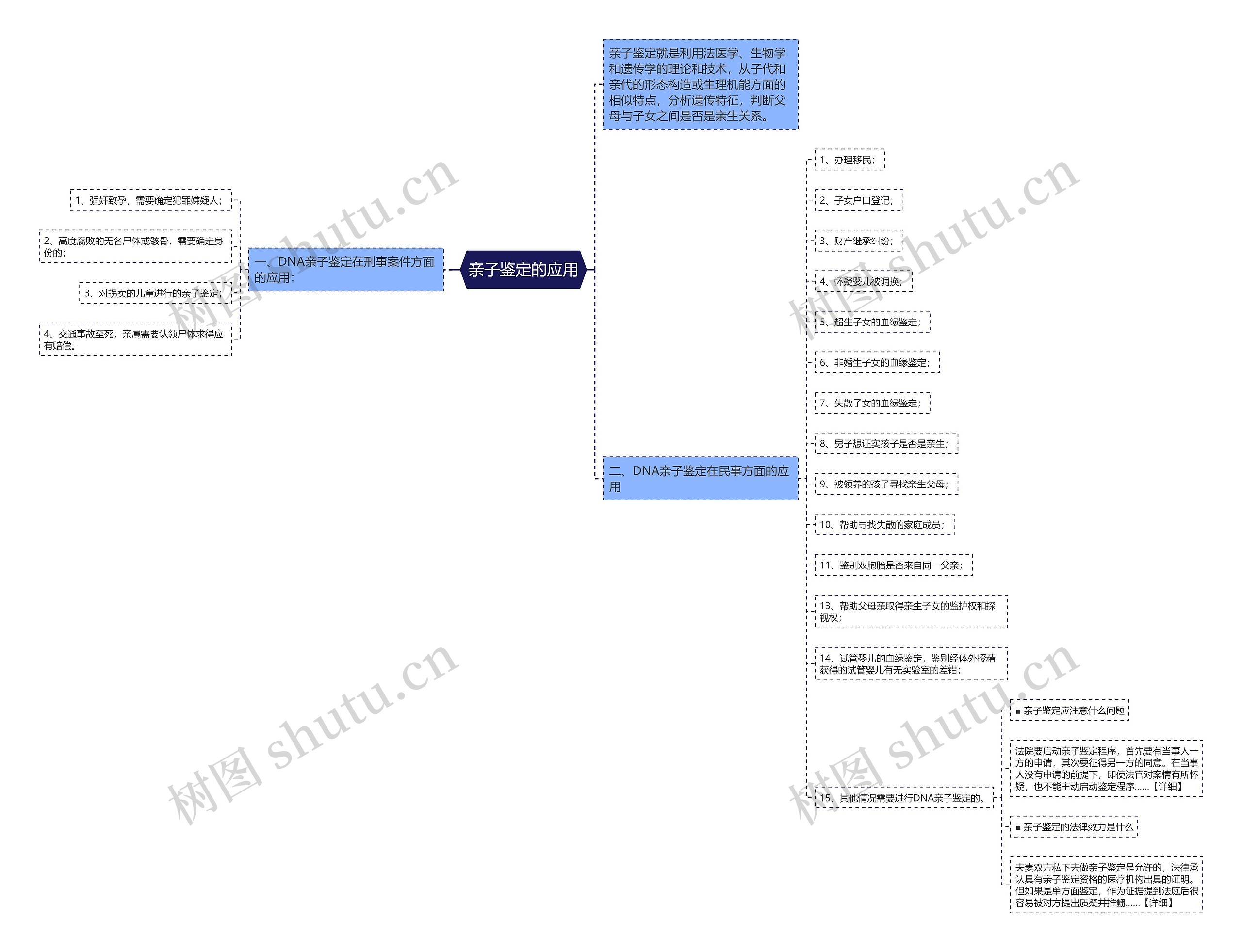 亲子鉴定的应用思维导图