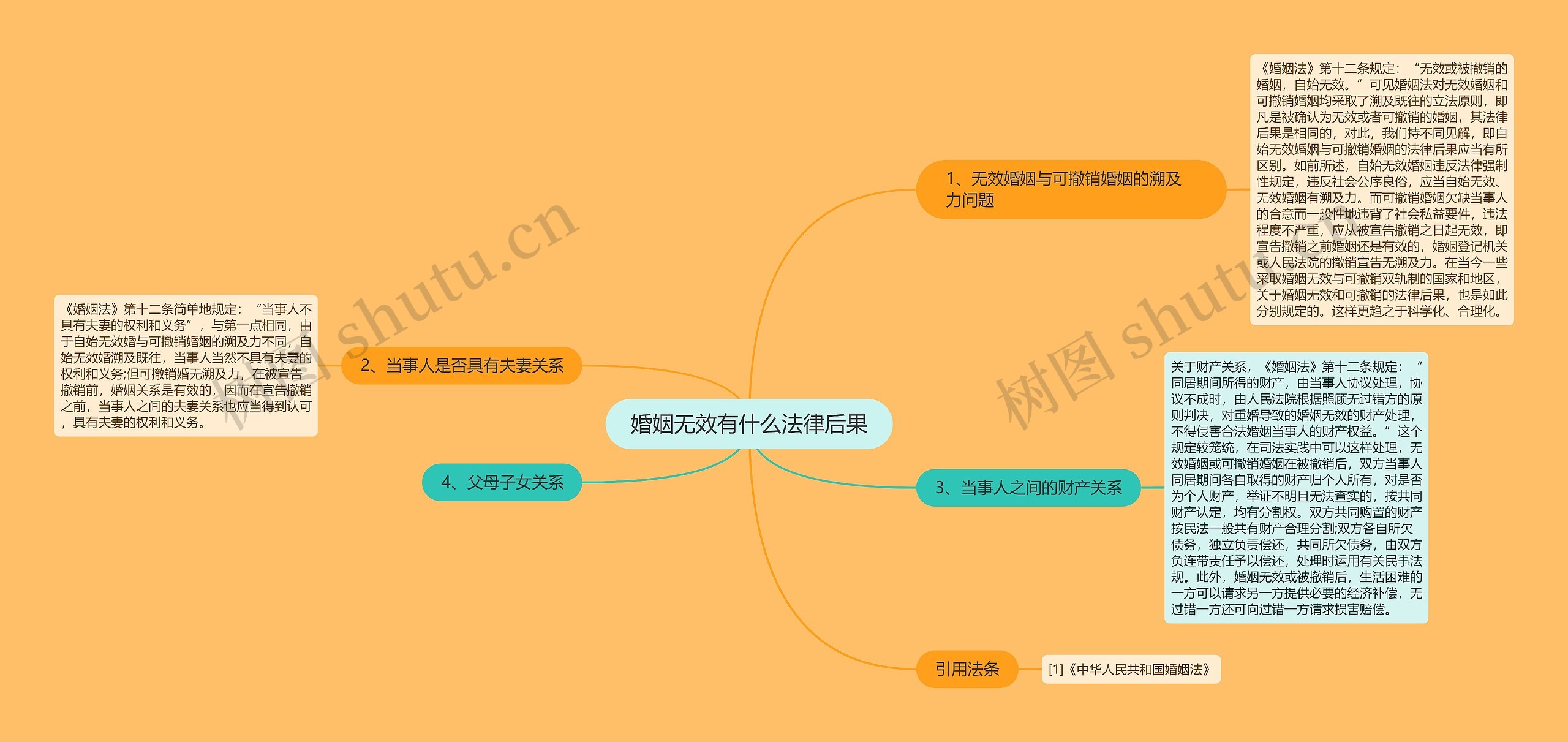 婚姻无效有什么法律后果思维导图