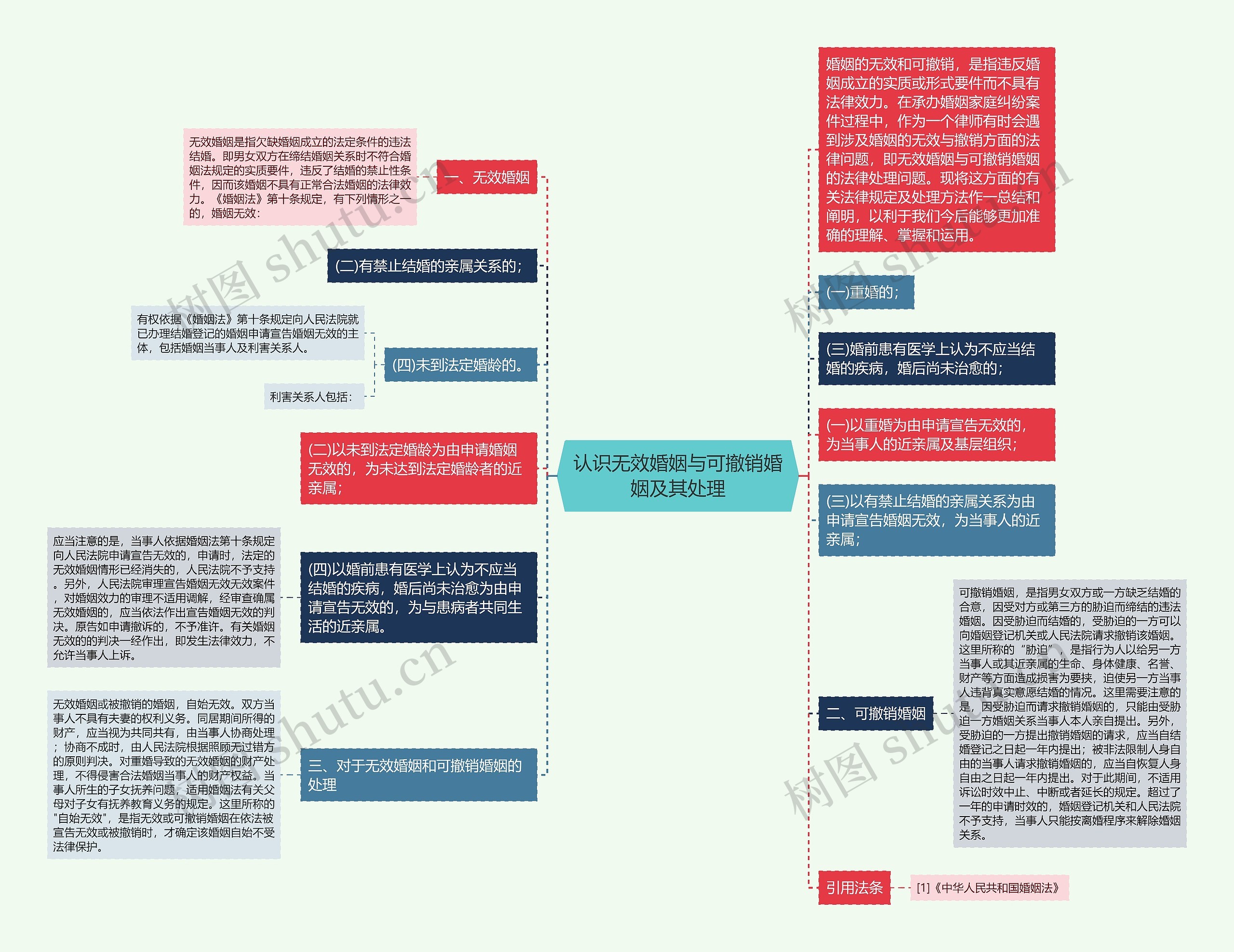 认识无效婚姻与可撤销婚姻及其处理思维导图