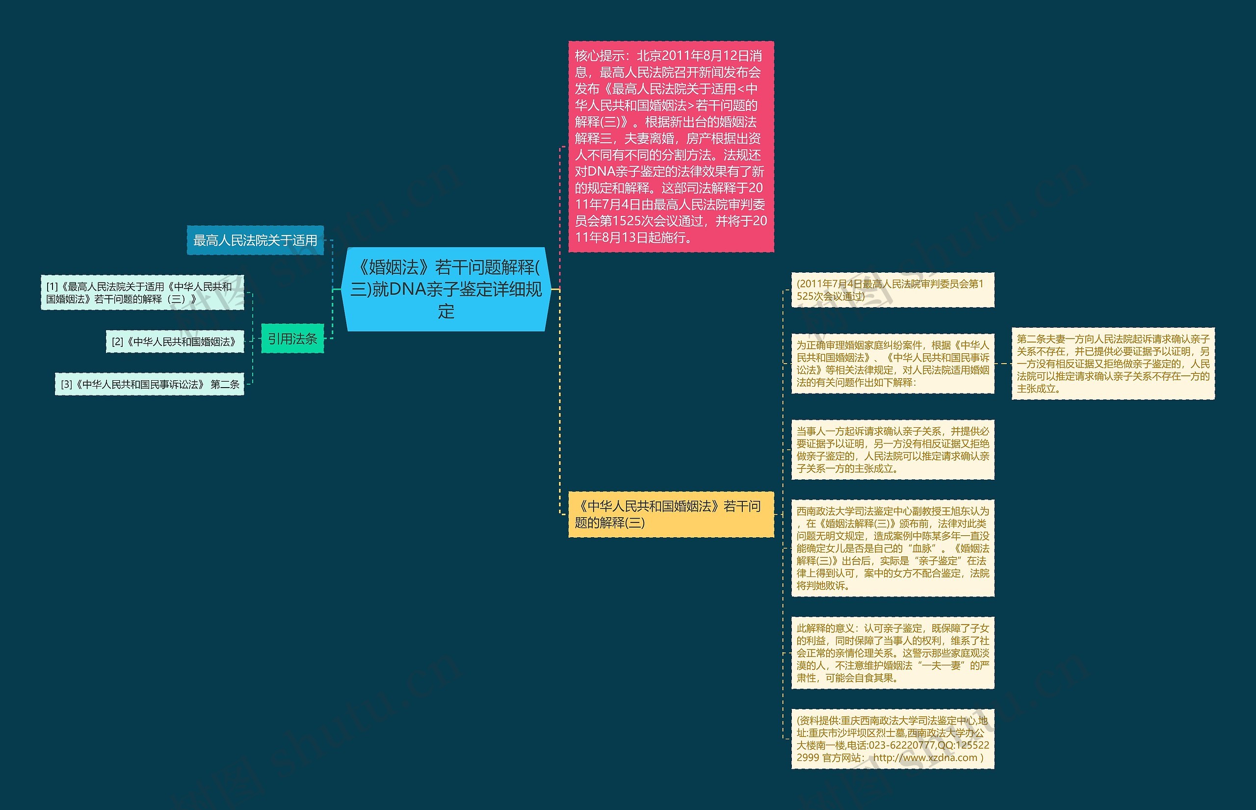 《婚姻法》若干问题解释(三)就DNA亲子鉴定详细规定思维导图