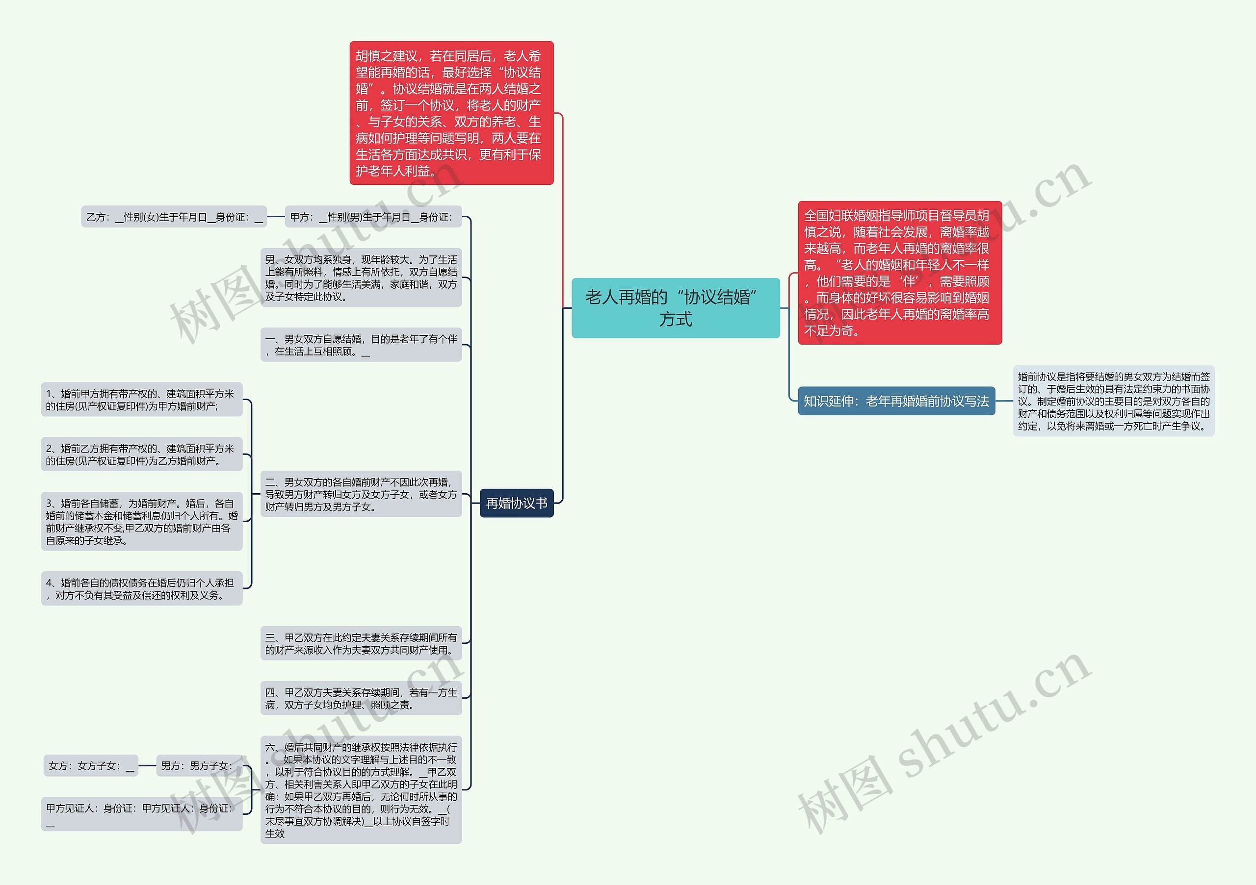 老人再婚的“协议结婚”方式思维导图
