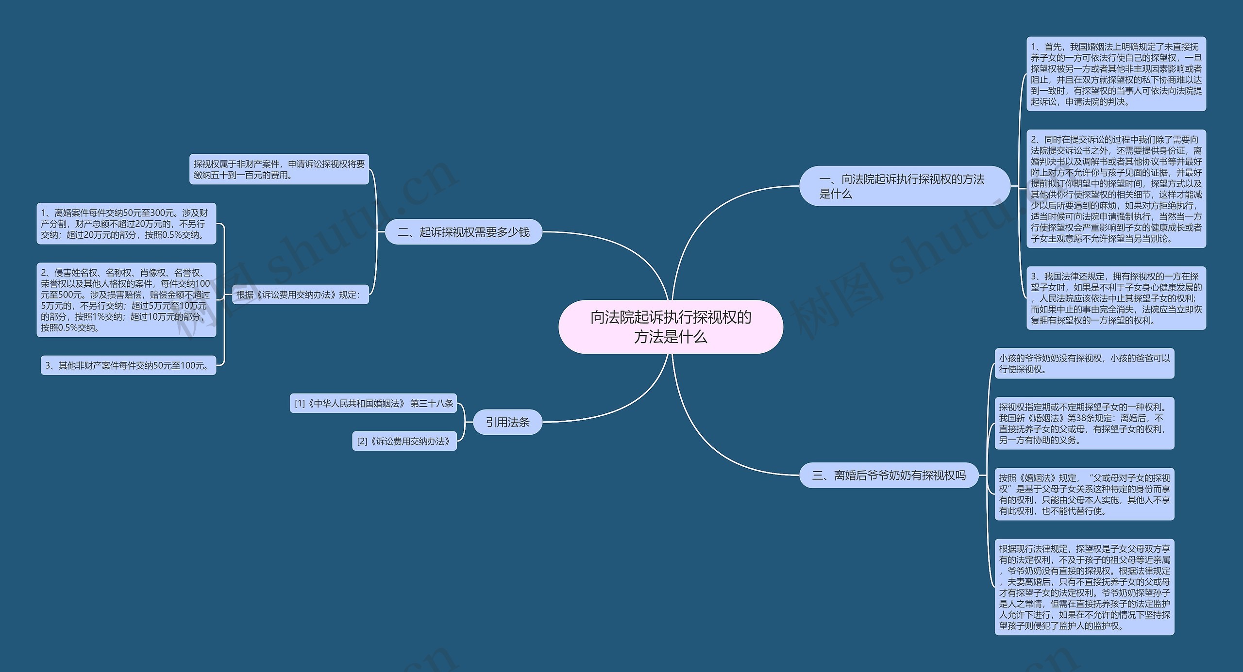 向法院起诉执行探视权的方法是什么思维导图