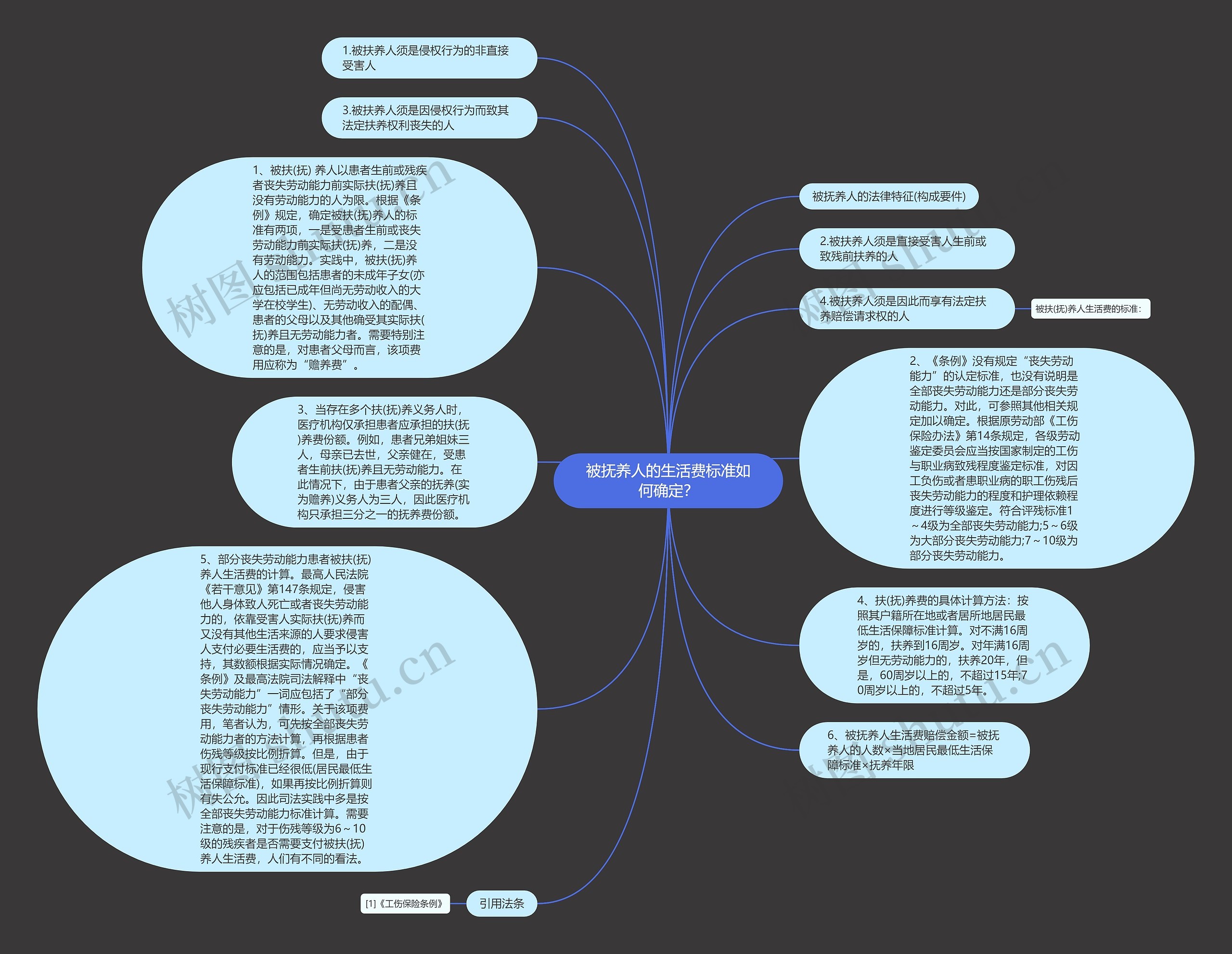 被抚养人的生活费标准如何确定？思维导图