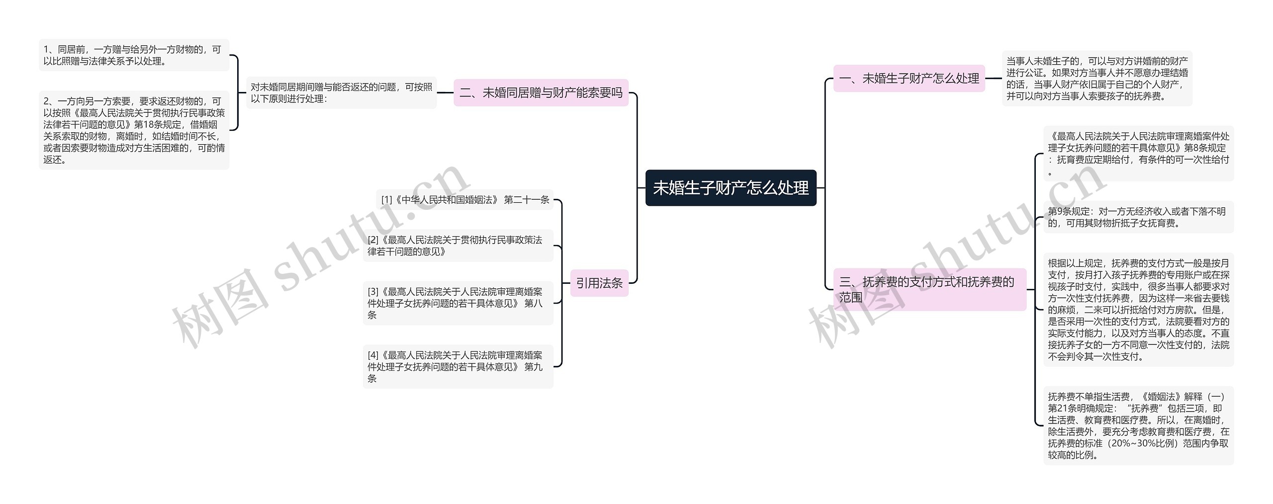 未婚生子财产怎么处理思维导图