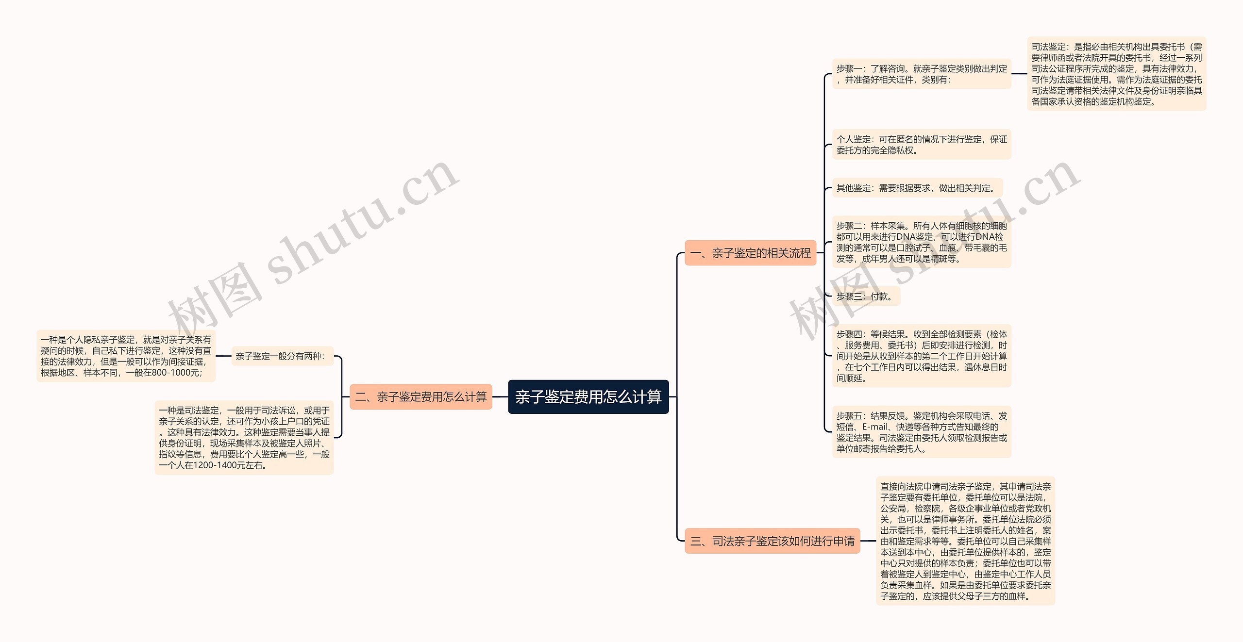 亲子鉴定费用怎么计算思维导图