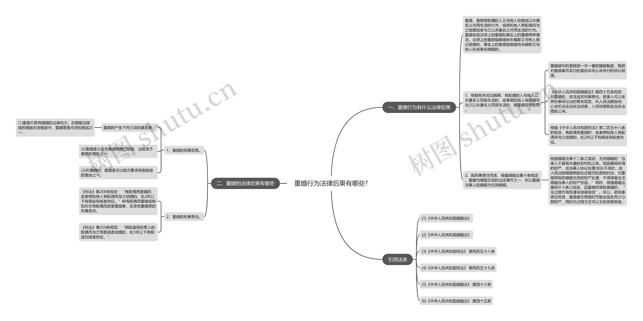 重婚行为法律后果有哪些?思维导图