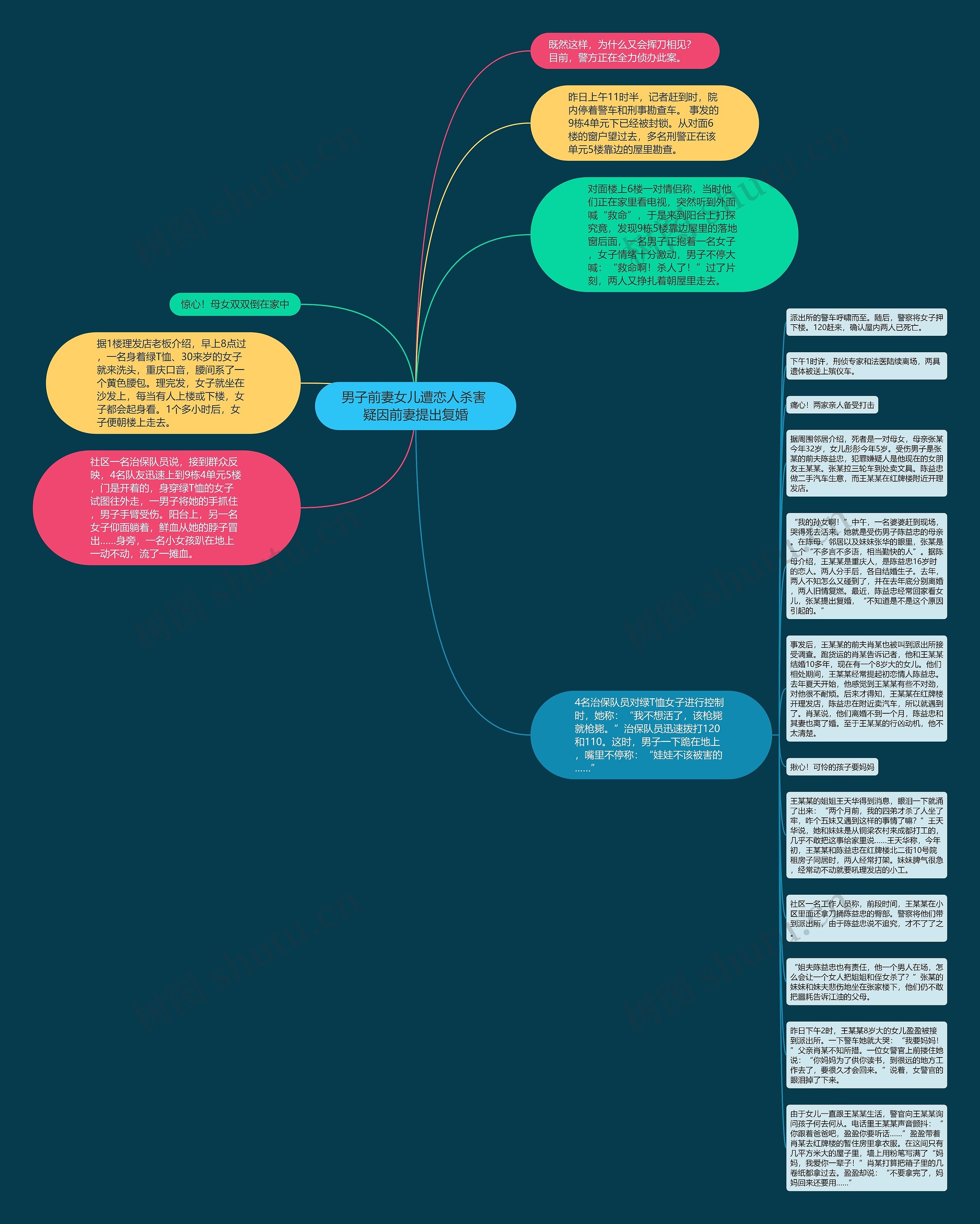 男子前妻女儿遭恋人杀害 疑因前妻提出复婚思维导图