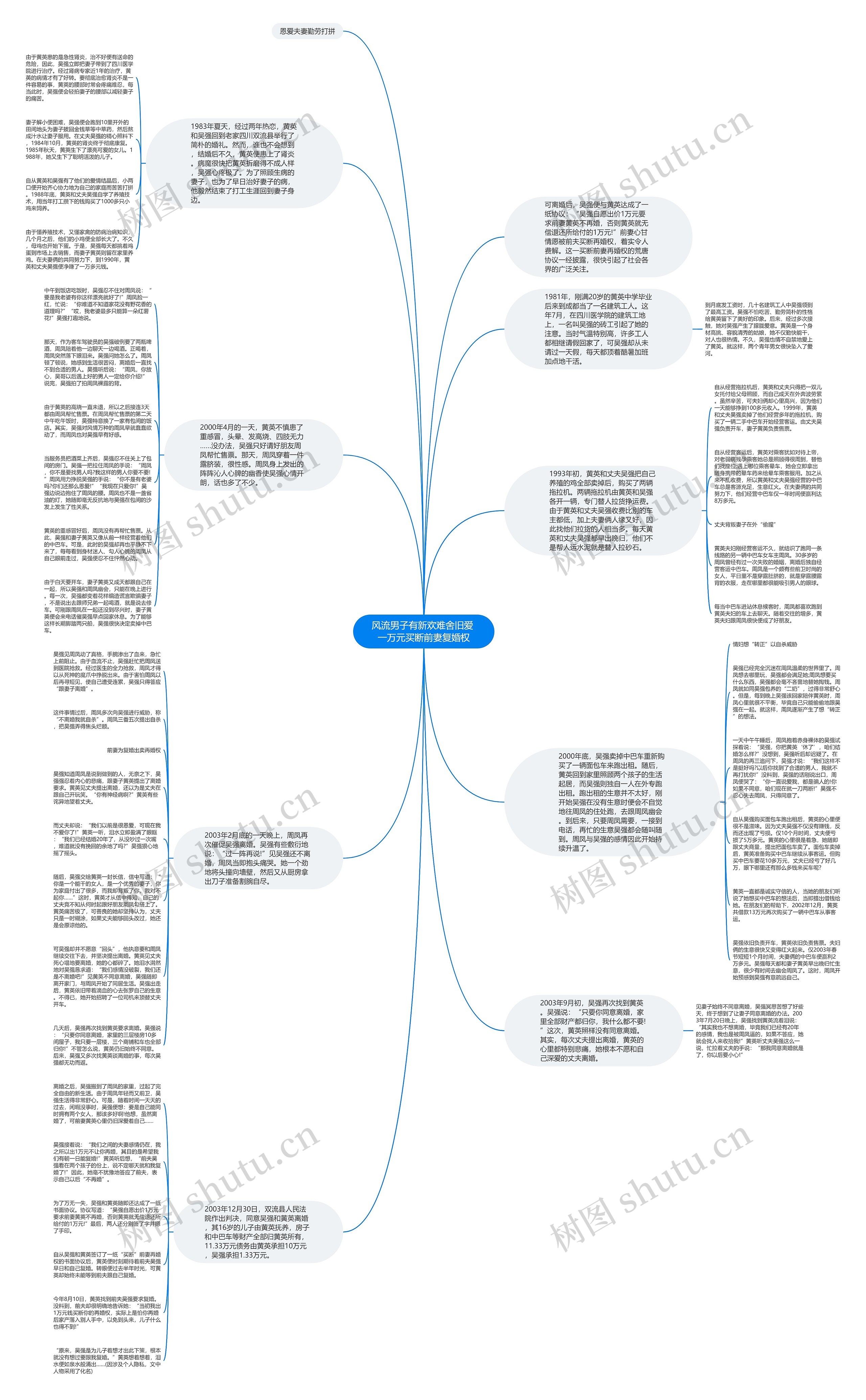 风流男子有新欢难舍旧爱 一万元买断前妻复婚权思维导图