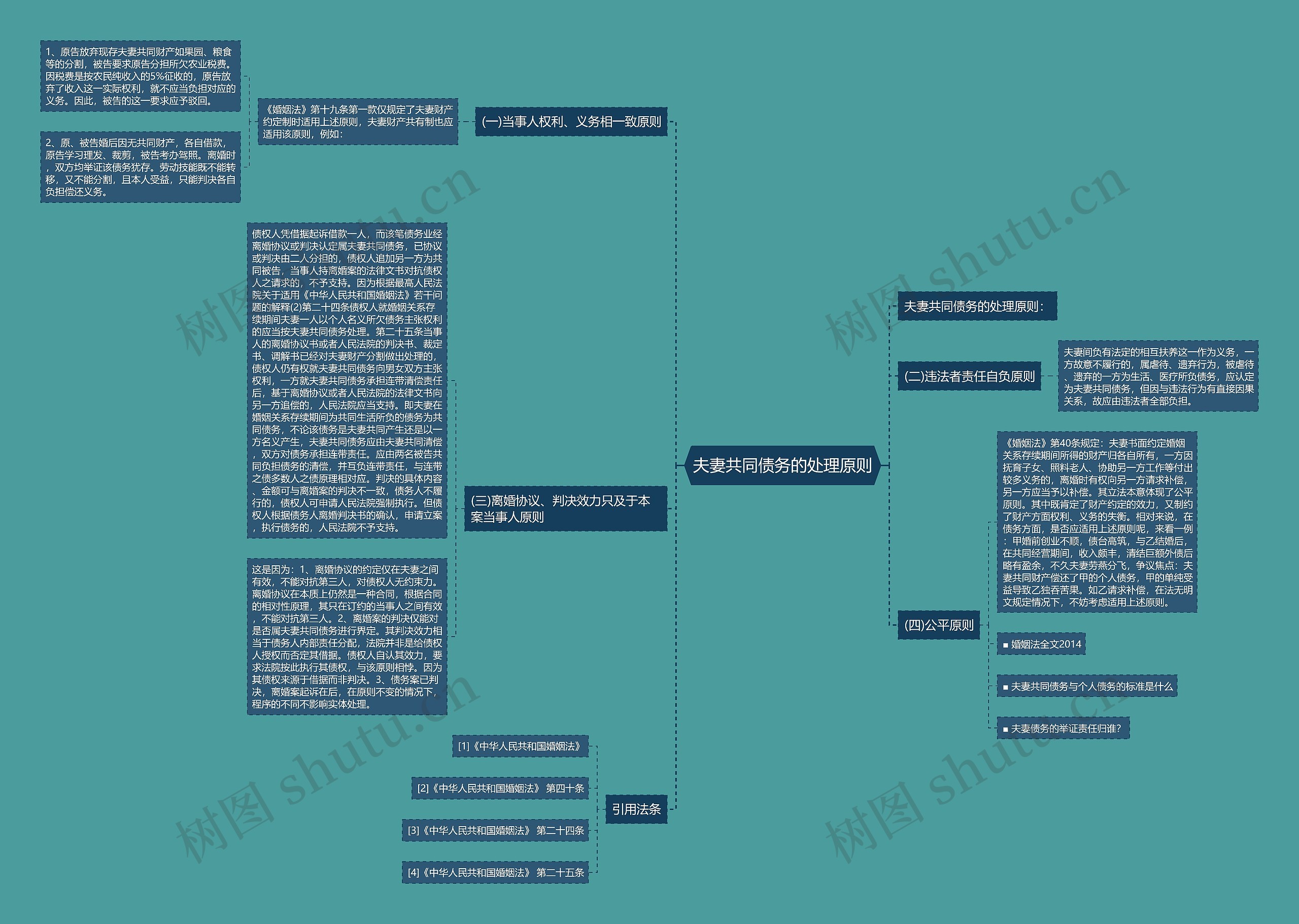 夫妻共同债务的处理原则思维导图