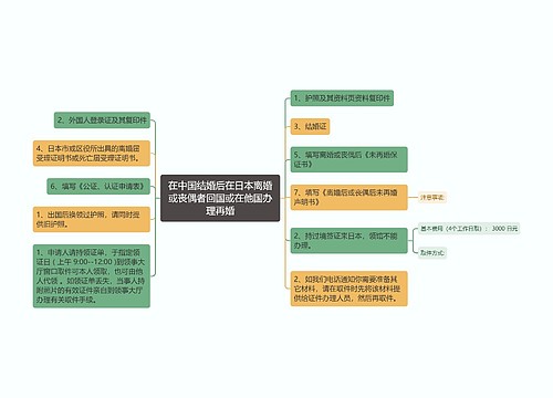 在中国结婚后在日本离婚或丧偶者回国或在他国办理再婚