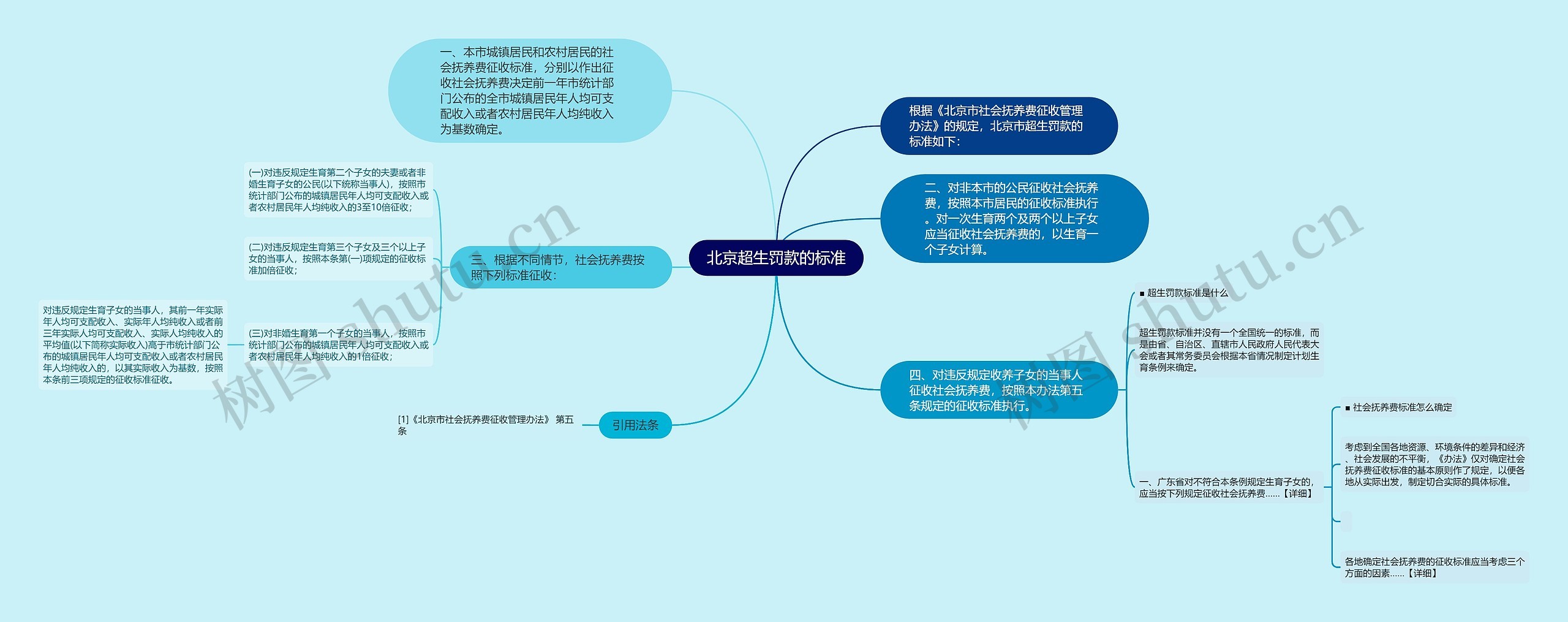 北京超生罚款的标准思维导图