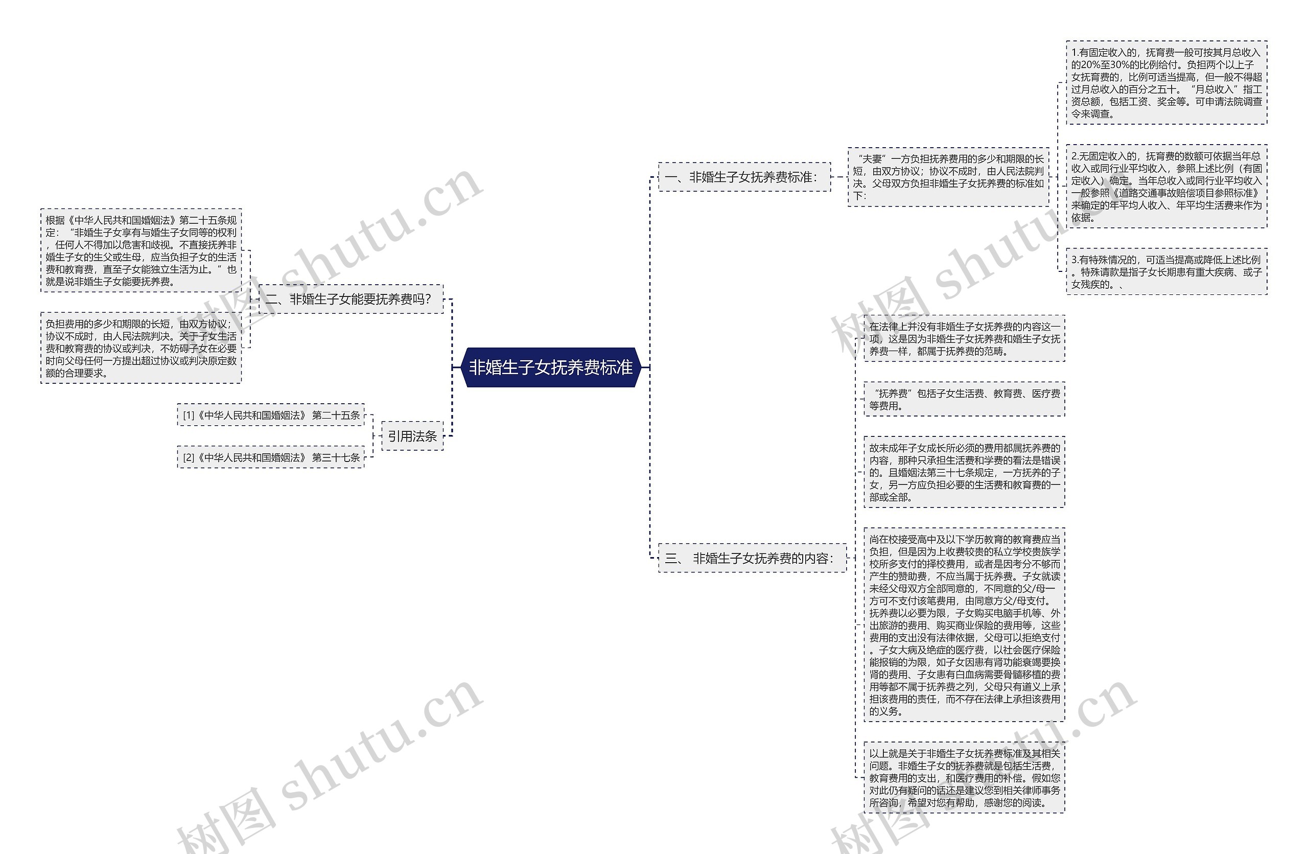 非婚生子女抚养费标准思维导图