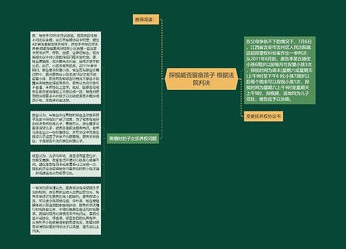 探视能否留宿孩子 根据法院判决