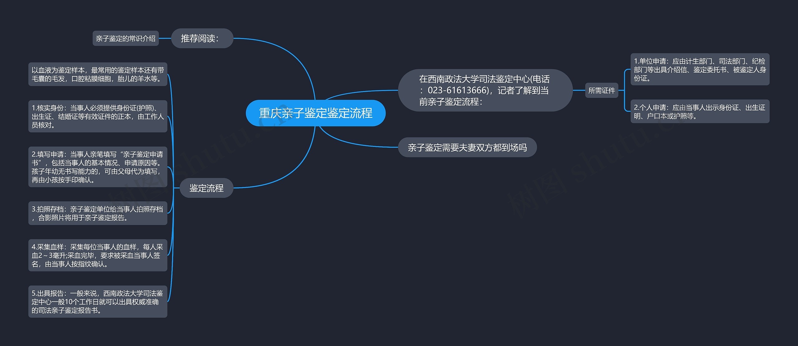 重庆亲子鉴定鉴定流程思维导图