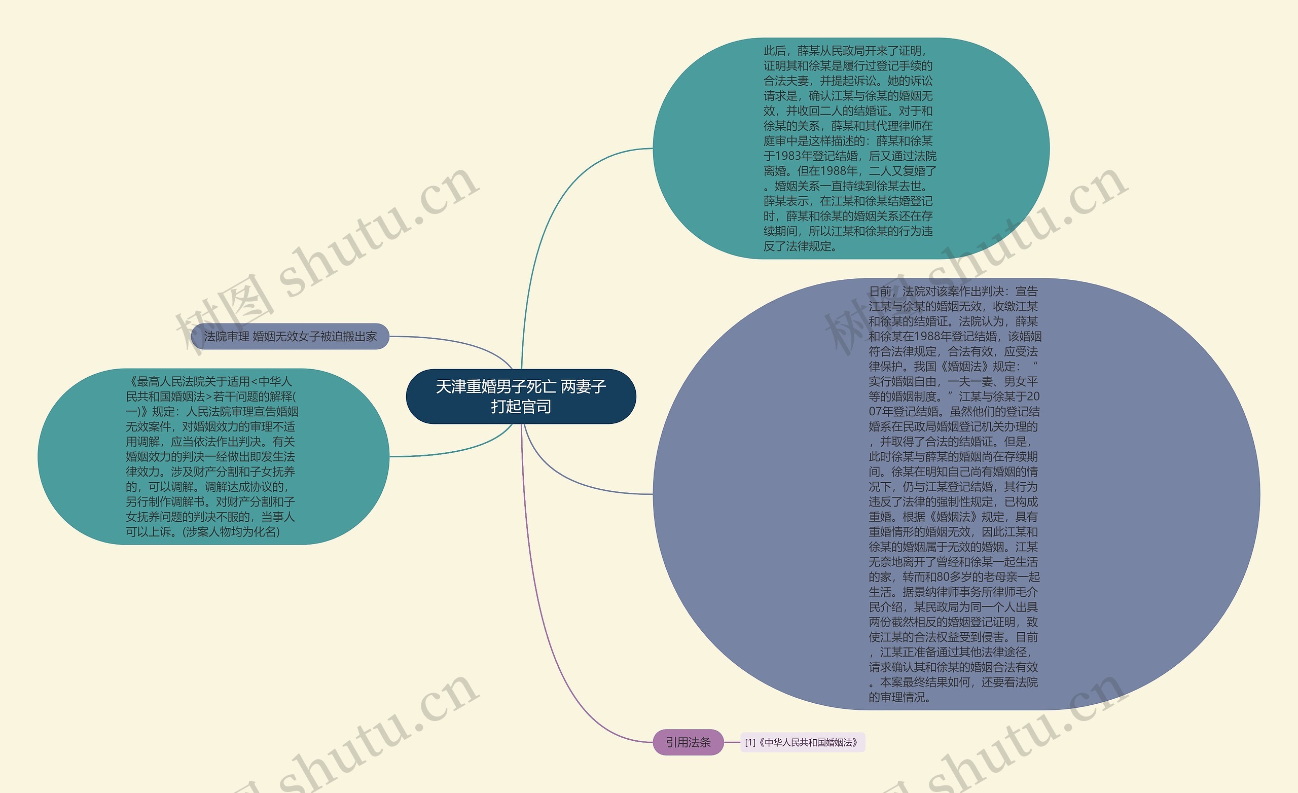 天津重婚男子死亡 两妻子打起官司思维导图