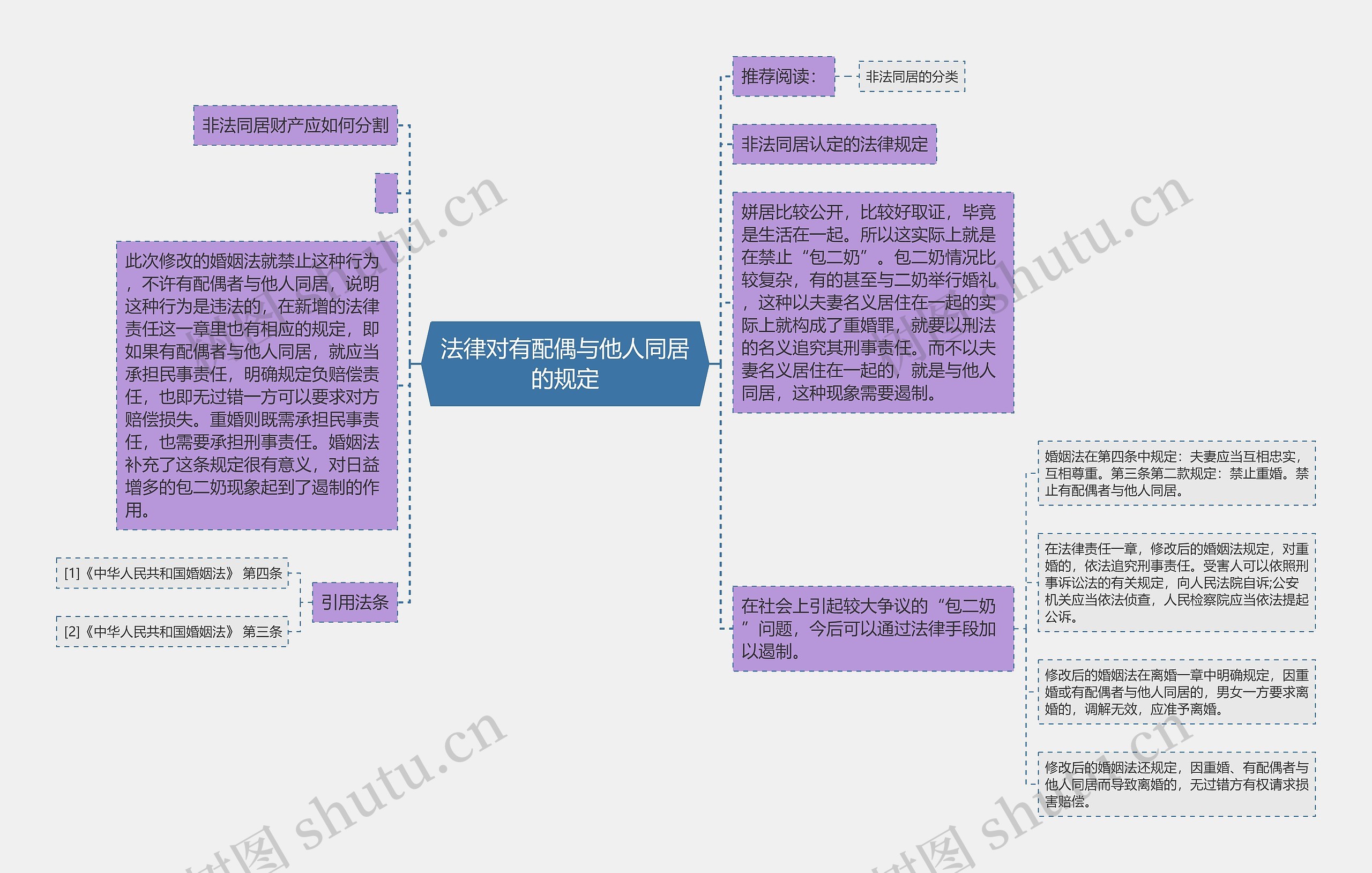 法律对有配偶与他人同居的规定思维导图