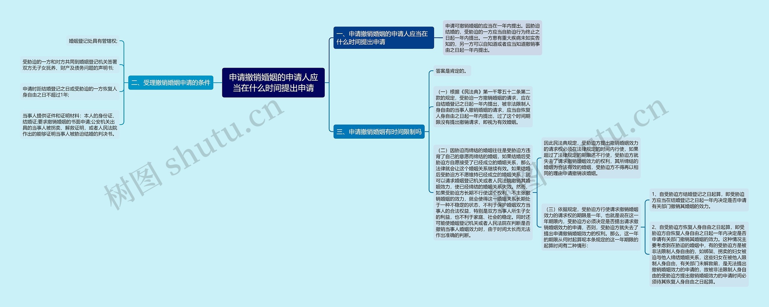 申请撤销婚姻的申请人应当在什么时间提出申请思维导图