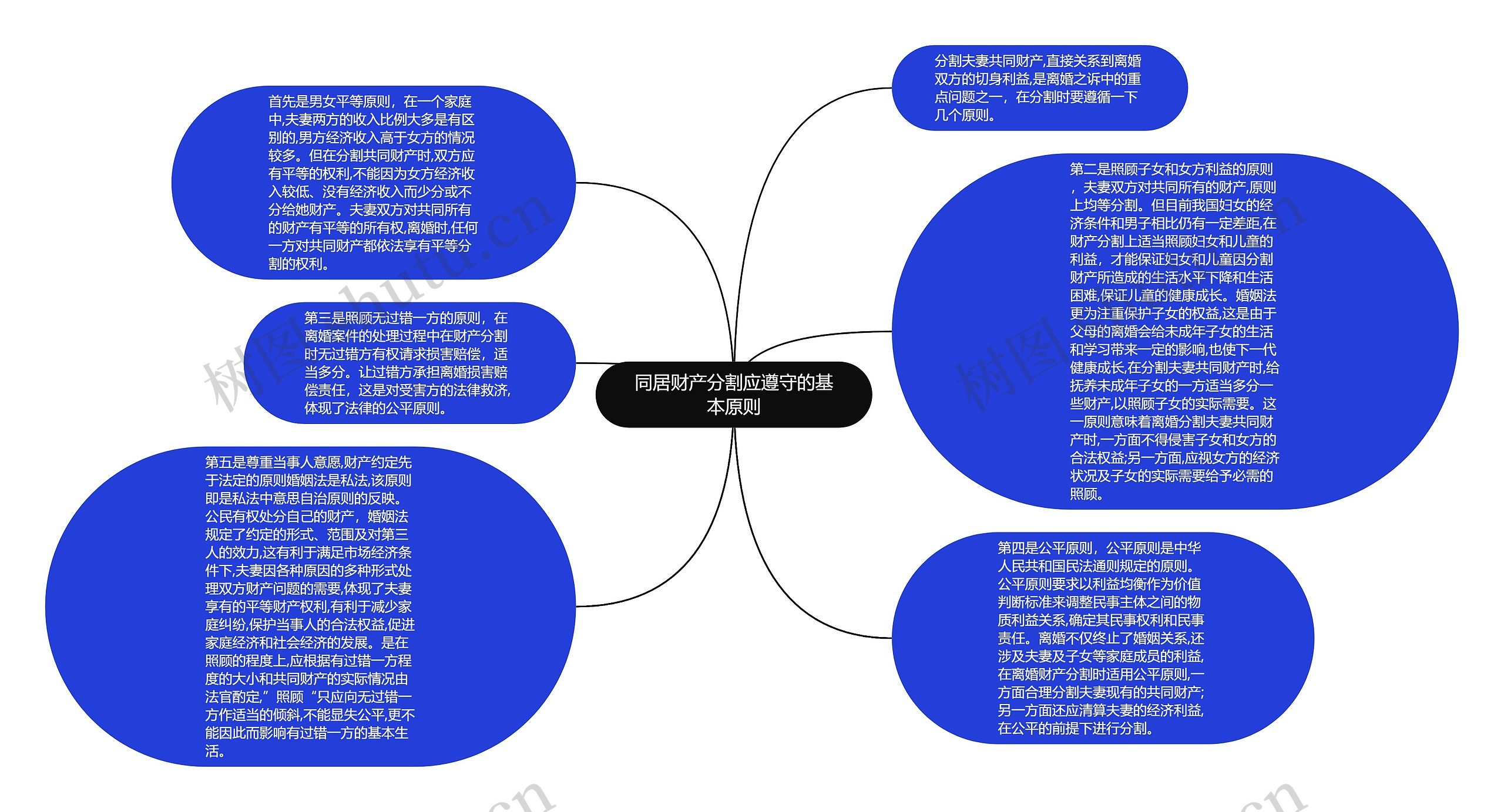 同居财产分割应遵守的基本原则思维导图