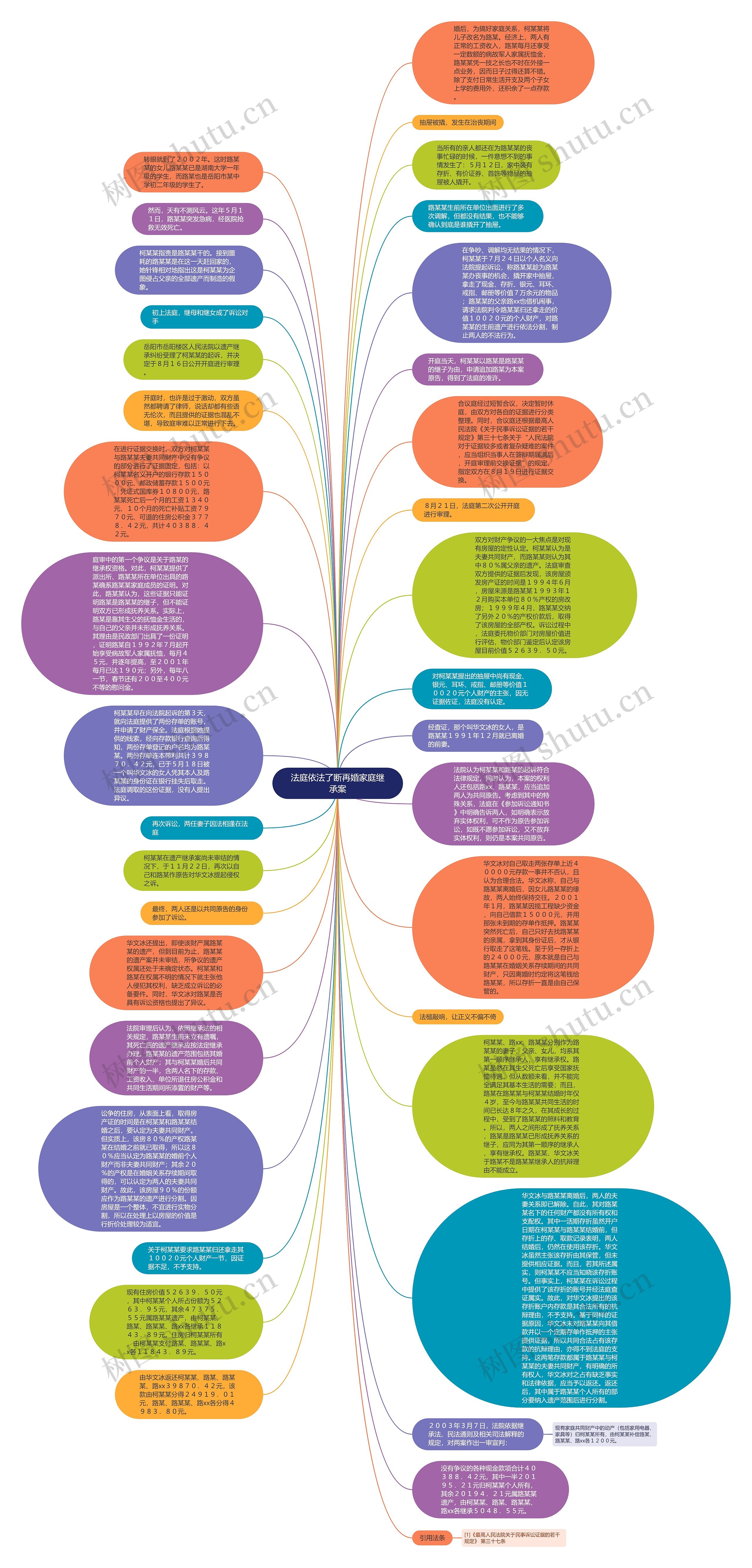 法庭依法了断再婚家庭继承案思维导图