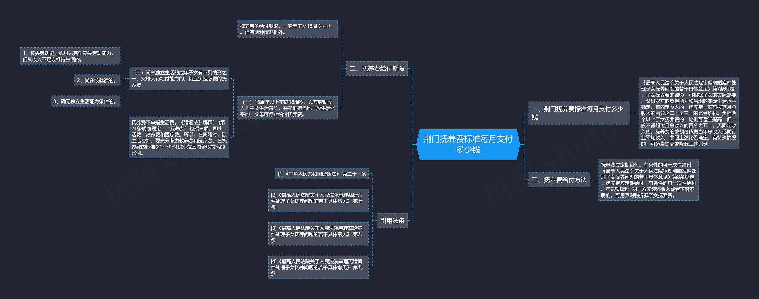 荆门抚养费标准每月支付多少钱思维导图