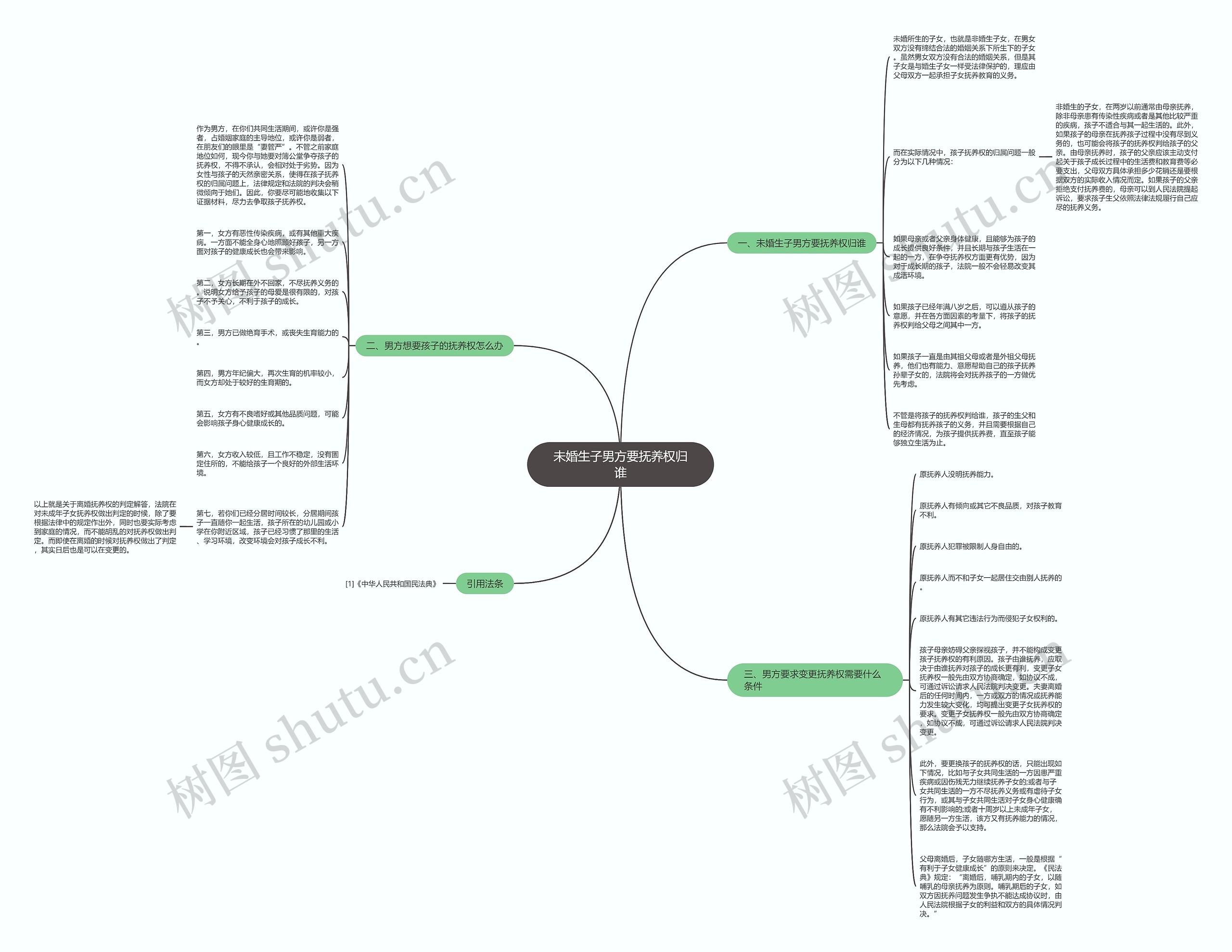未婚生子男方要抚养权归谁思维导图