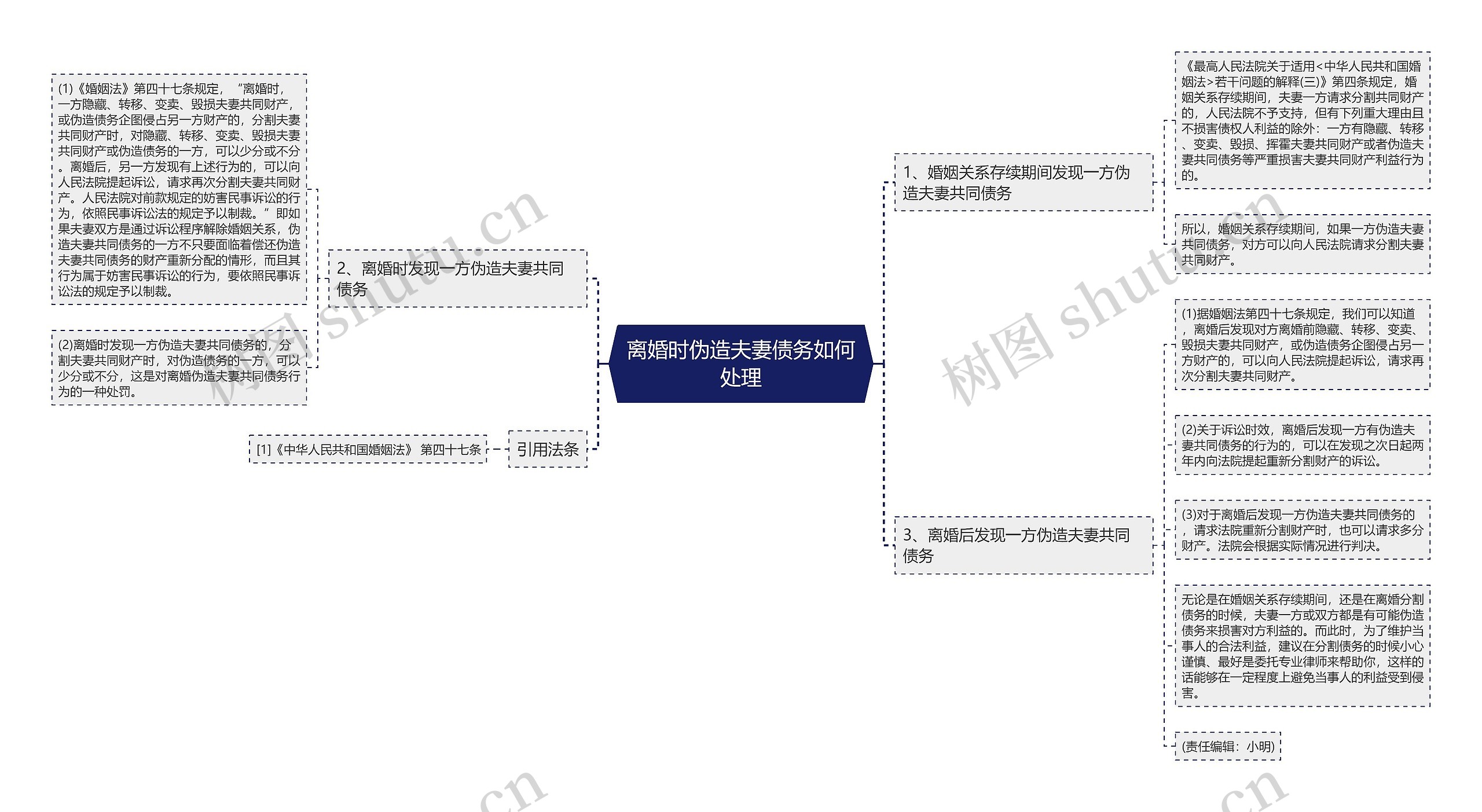 离婚时伪造夫妻债务如何处理思维导图