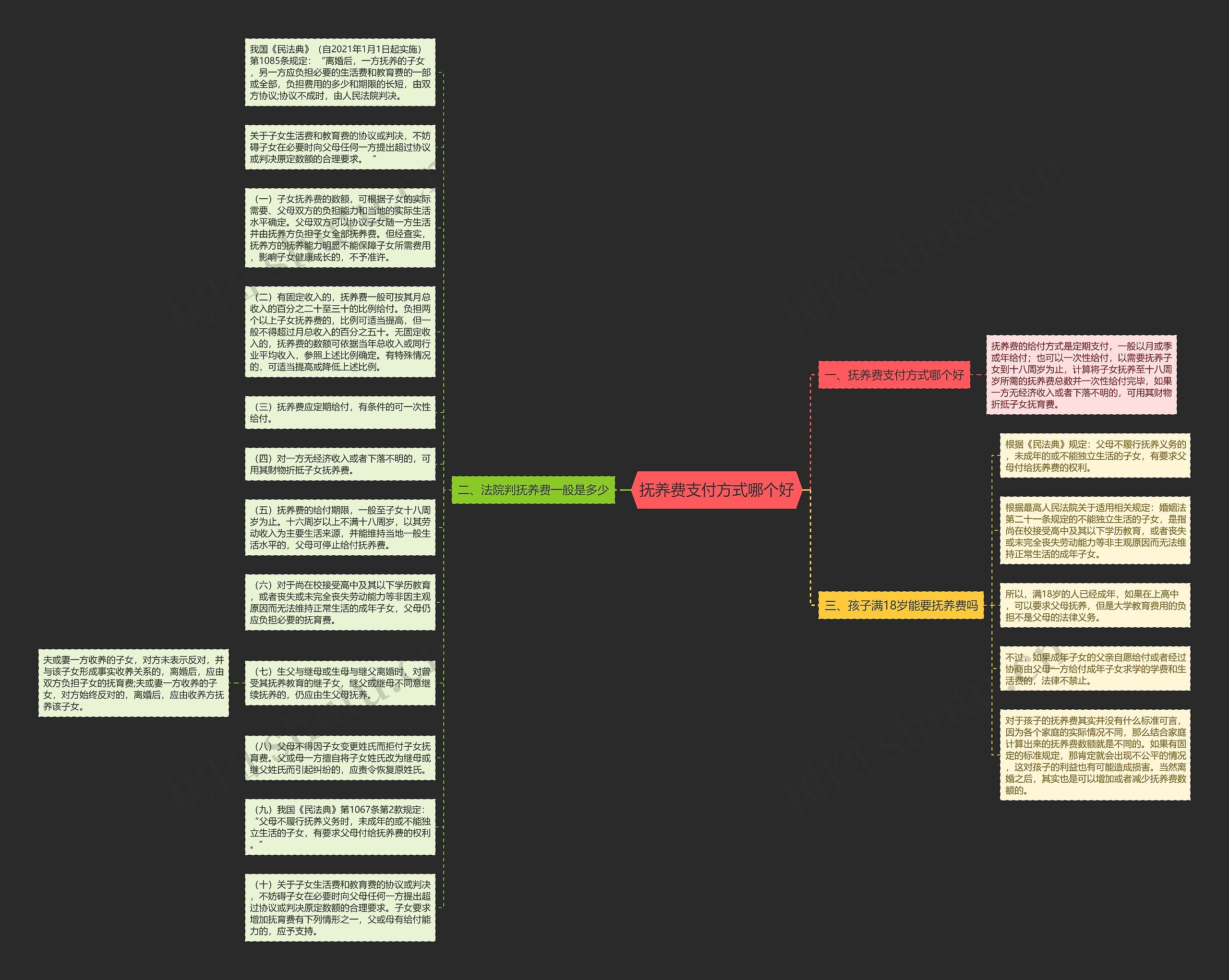 抚养费支付方式哪个好思维导图
