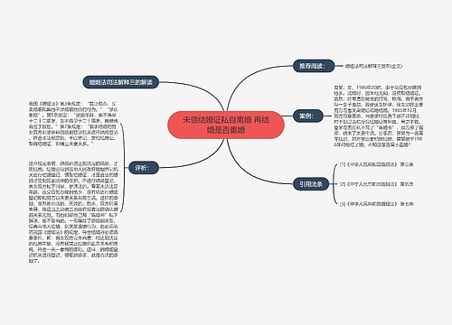 未领结婚证私自离婚 再结婚是否重婚