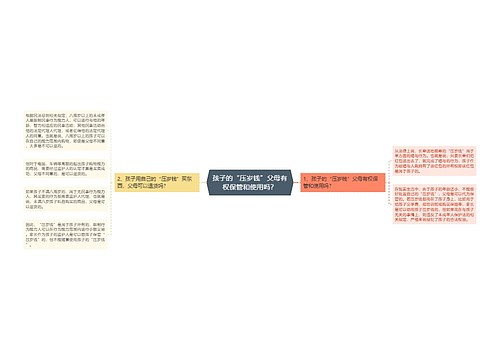 孩子的“压岁钱”父母有权保管和使用吗？