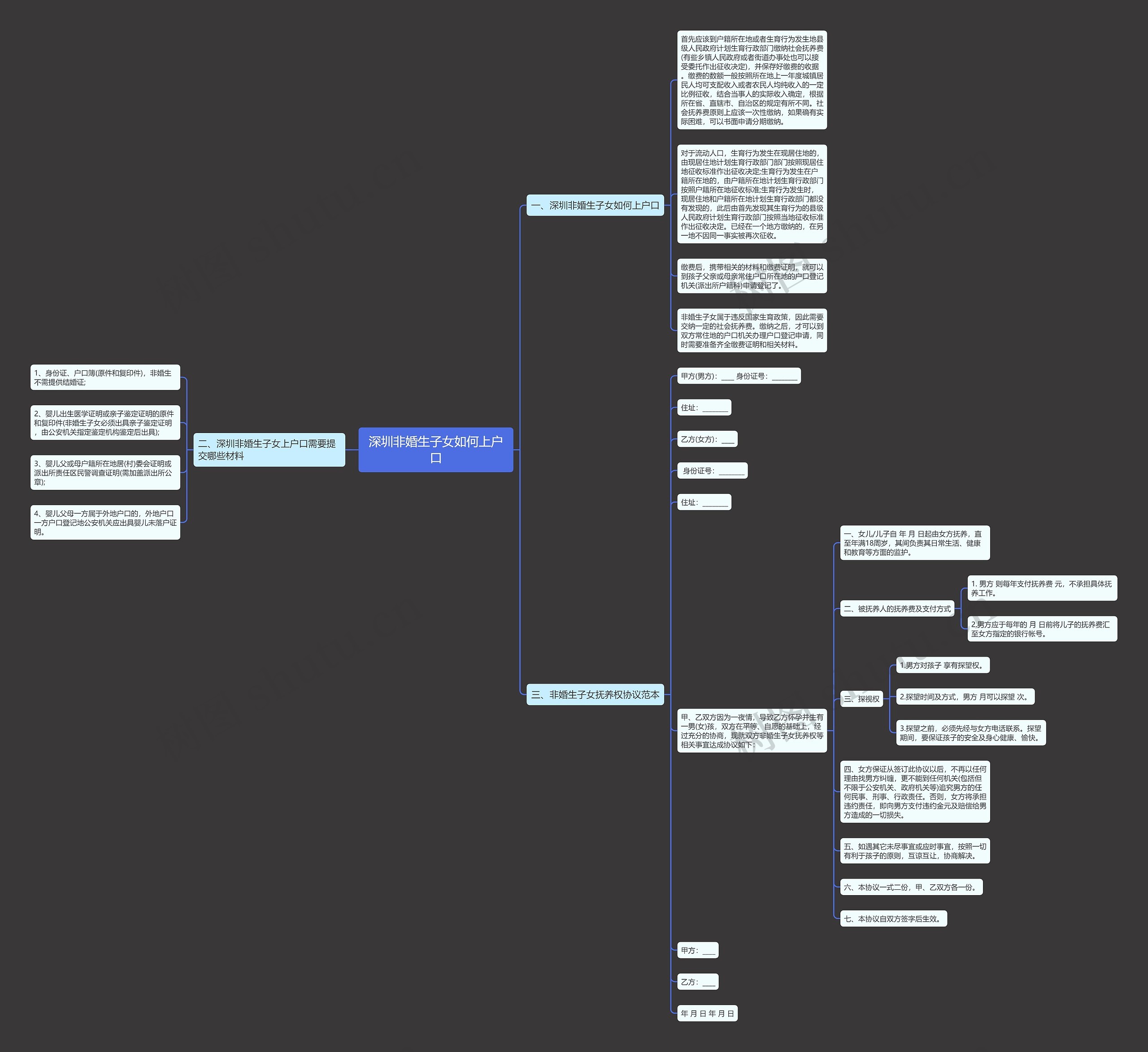 深圳非婚生子女如何上户口思维导图