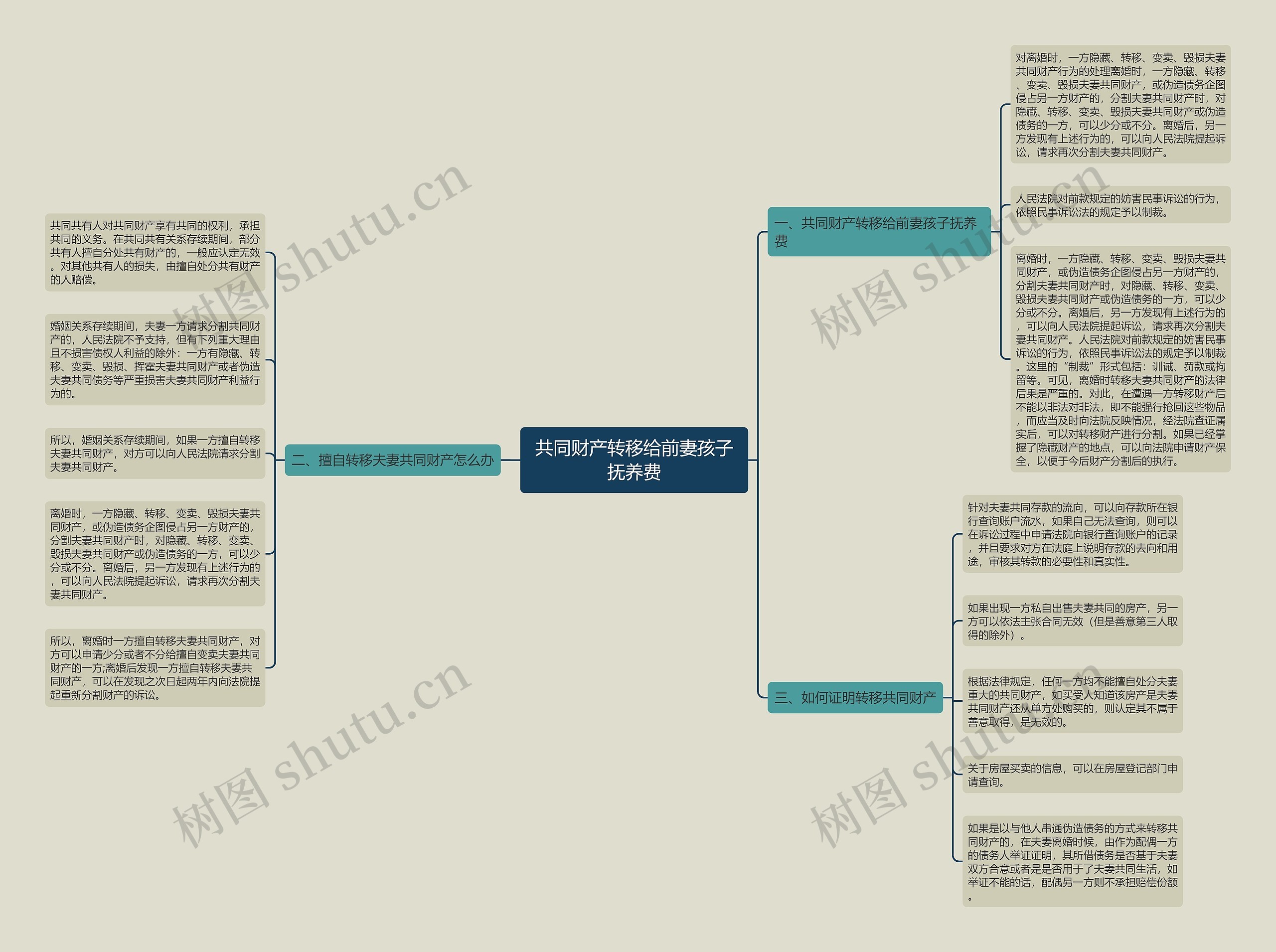 共同财产转移给前妻孩子抚养费思维导图