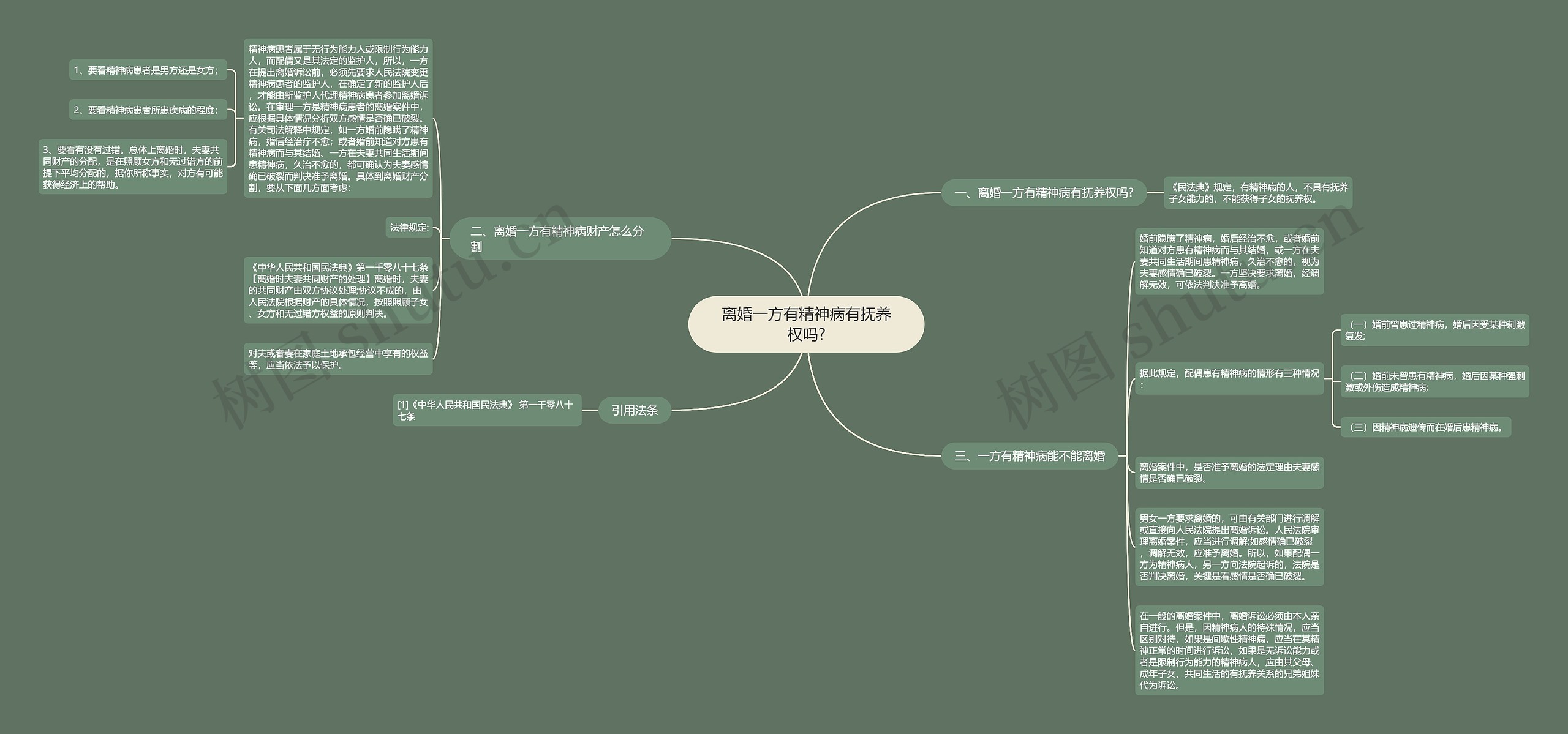 离婚一方有精神病有抚养权吗?思维导图