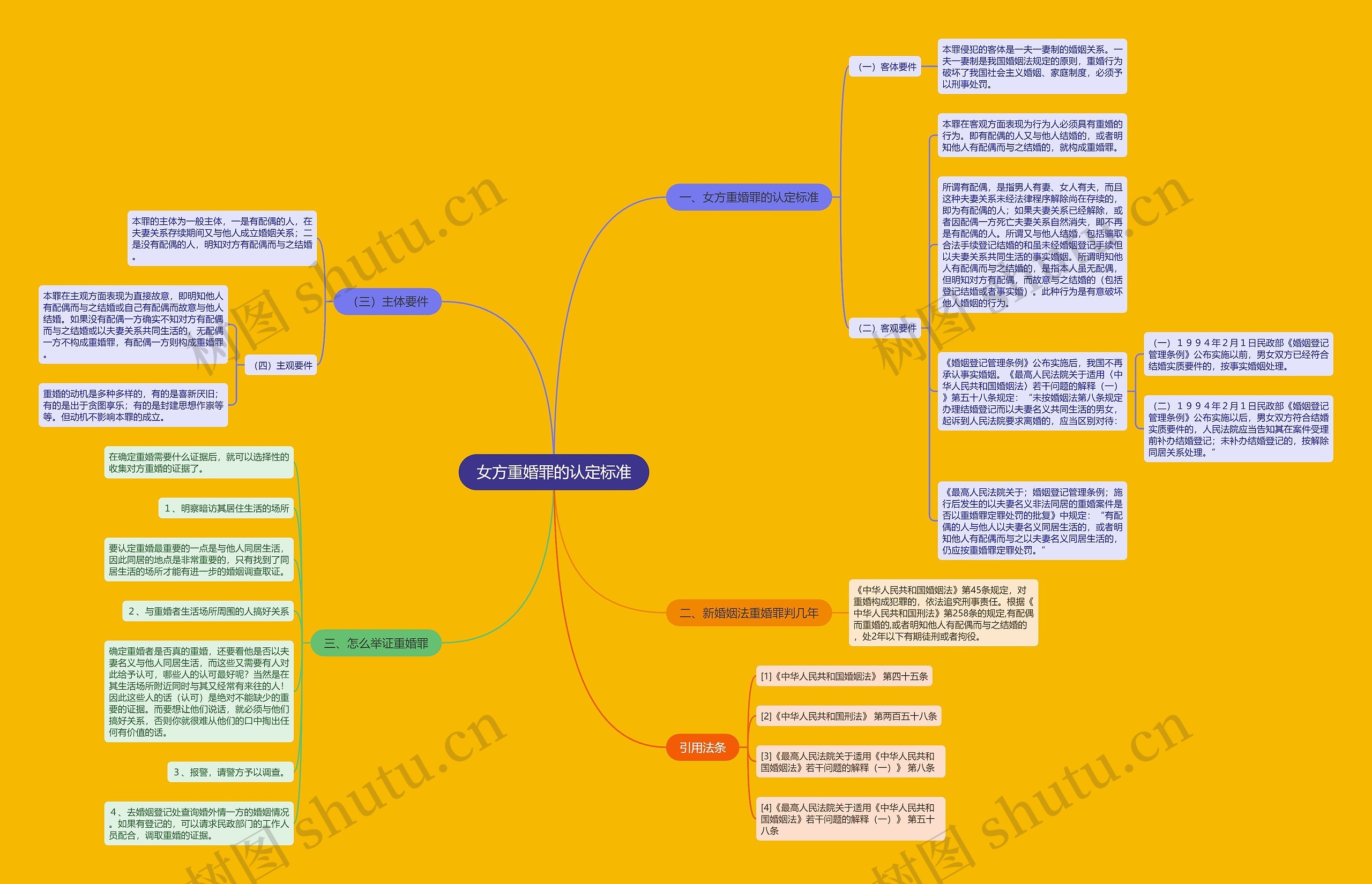 女方重婚罪的认定标准思维导图