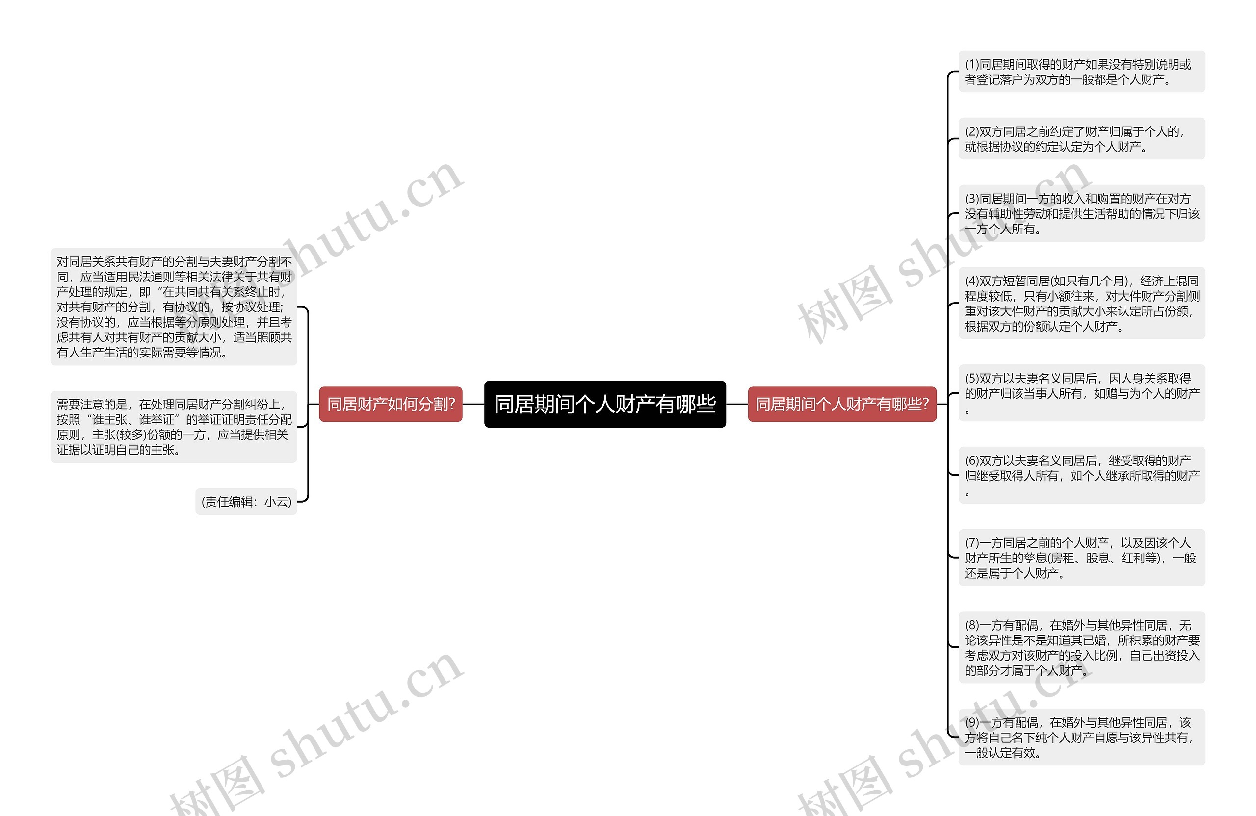 同居期间个人财产有哪些思维导图