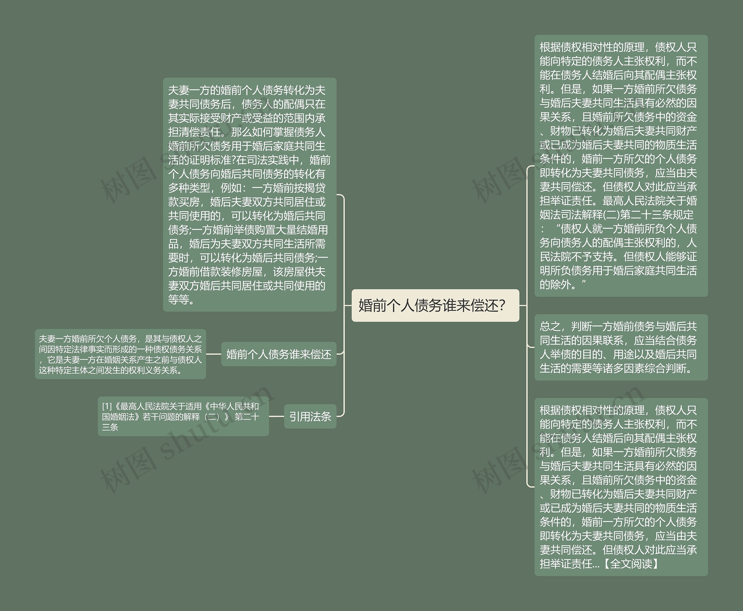 婚前个人债务谁来偿还？思维导图