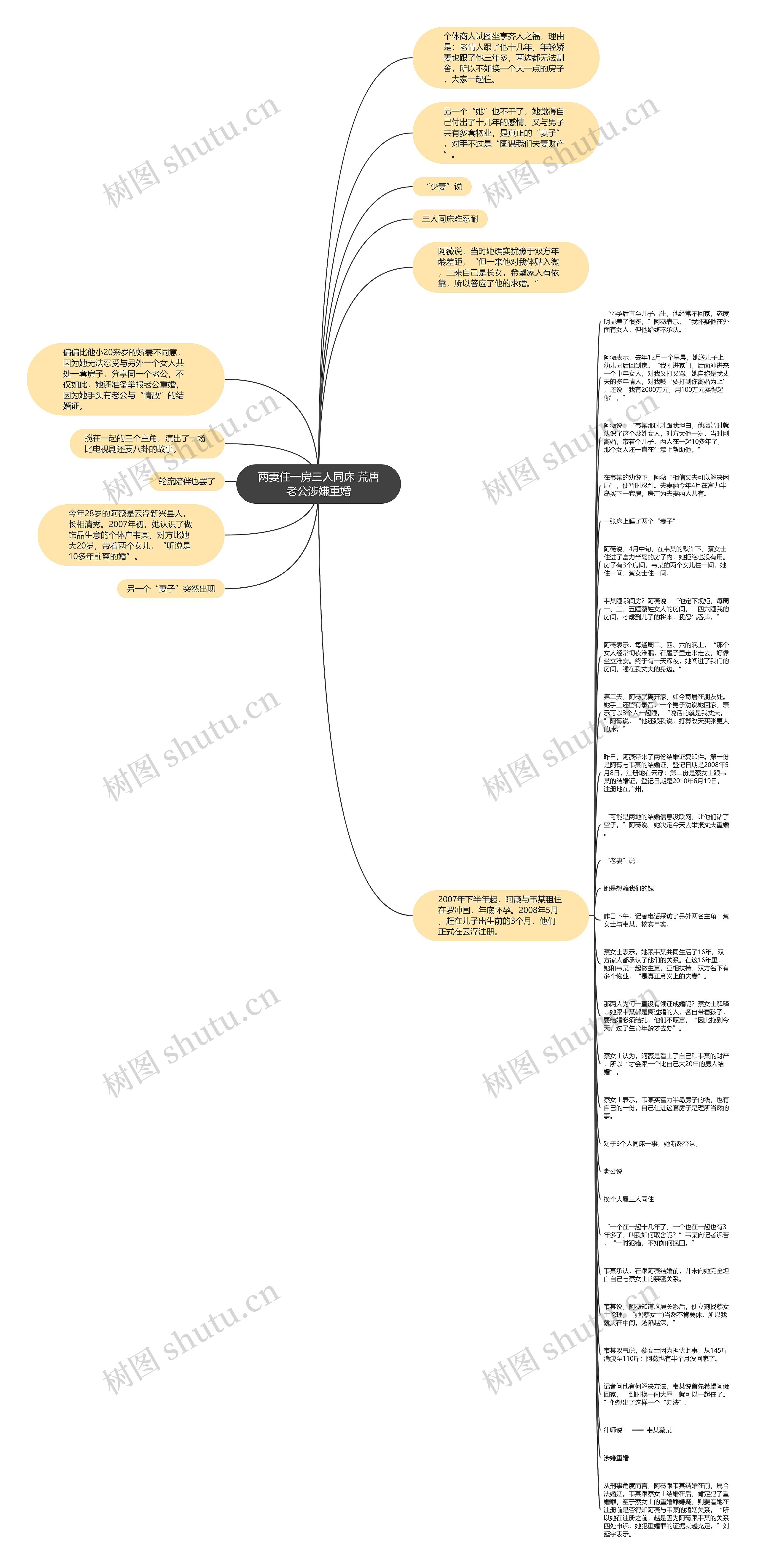 两妻住一房三人同床 荒唐老公涉嫌重婚思维导图
