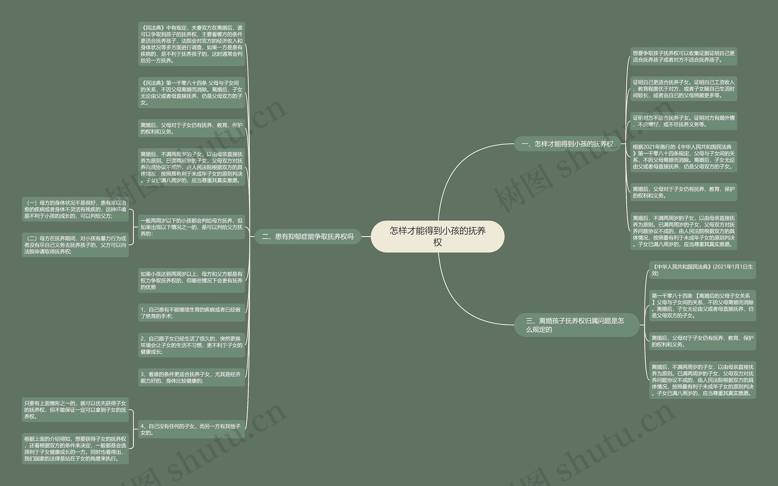 怎样才能得到小孩的抚养权思维导图