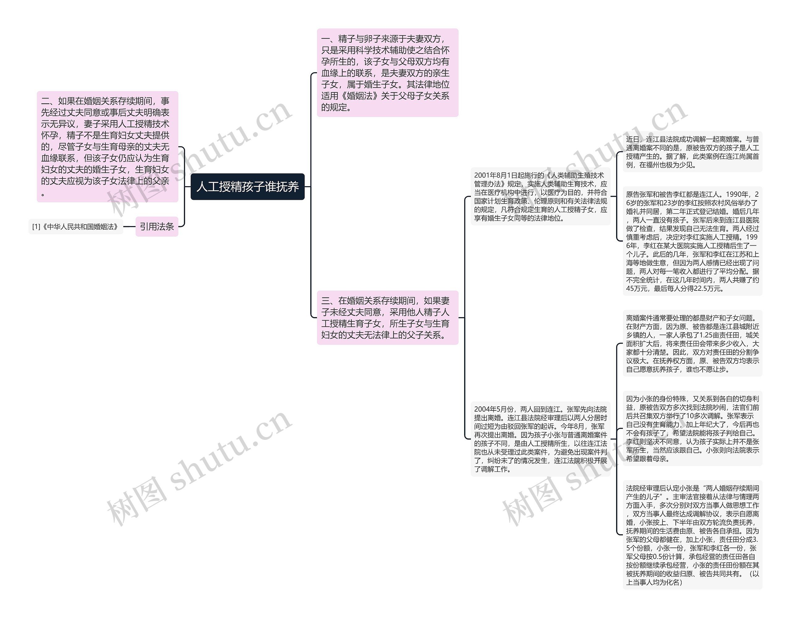 人工授精孩子谁抚养思维导图