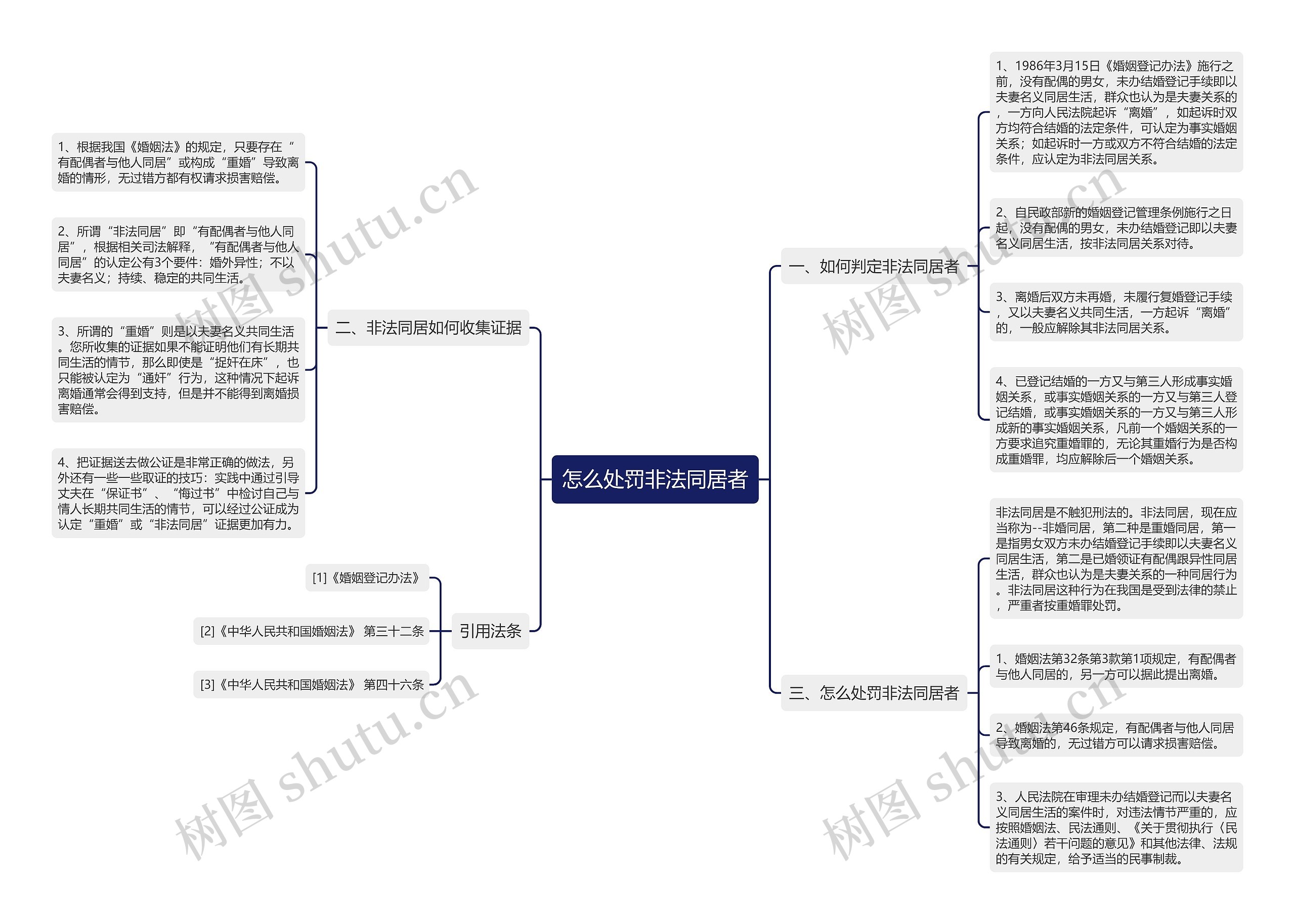 怎么处罚非法同居者思维导图