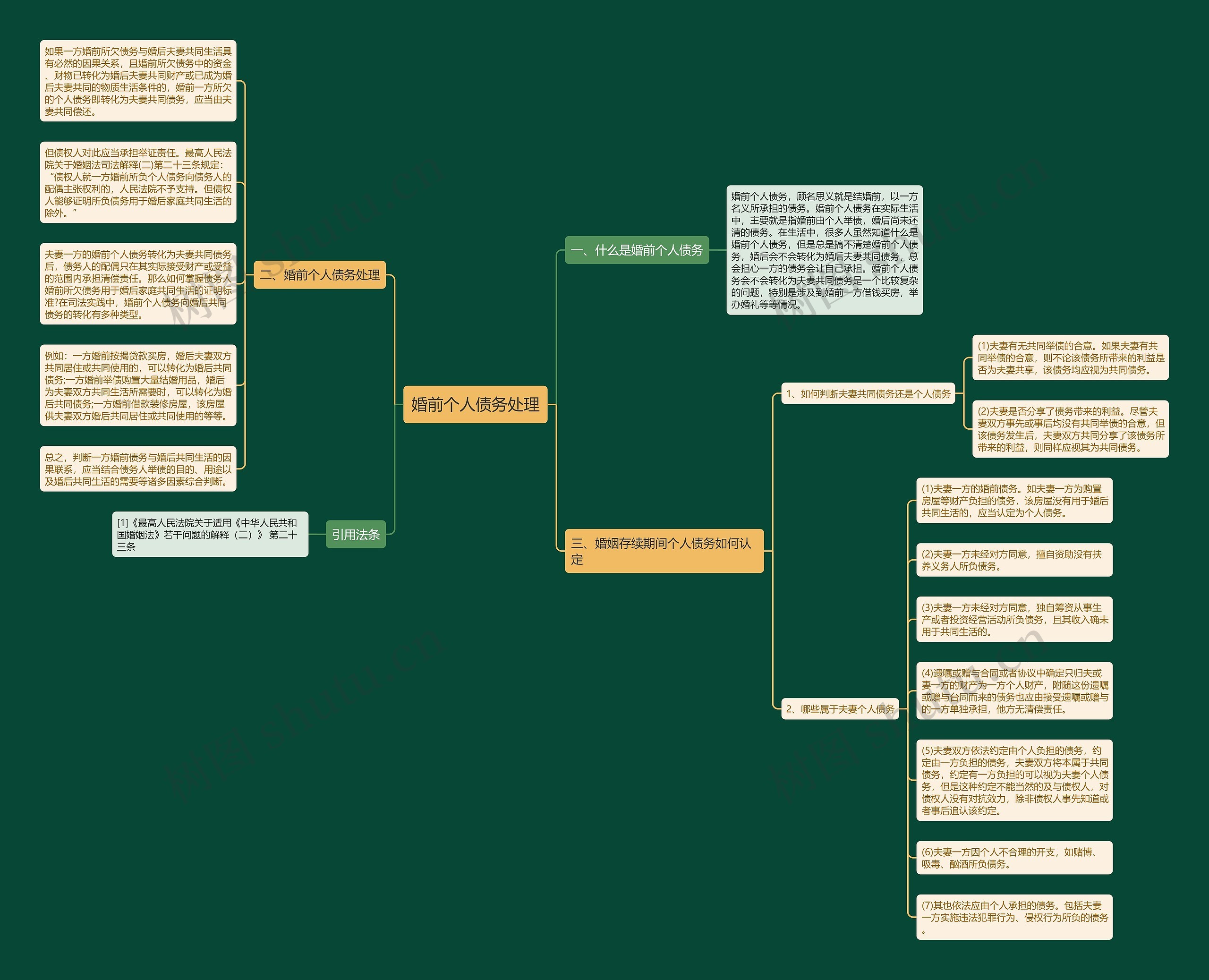 婚前个人债务处理思维导图